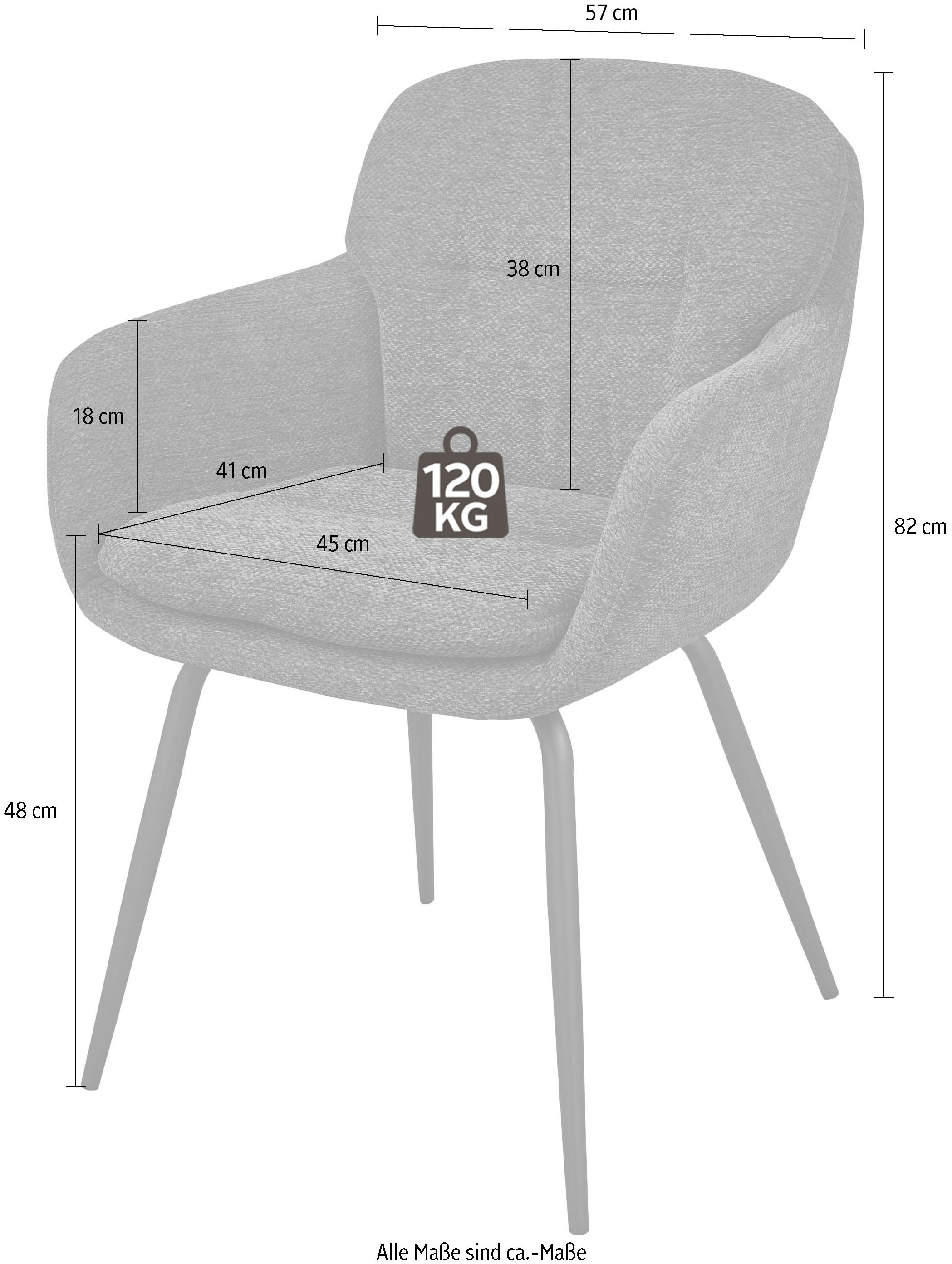 WOOOD Esszimmerstuhl »Runa Chenille-Bezug mit Metallgestell, H 82 x B 57 x T 59 cm« (Set) 2 Stk.(Set, 2 St)Tragkraft 120 kg, pfleigleicht Geringe Verschleissfestigkeit