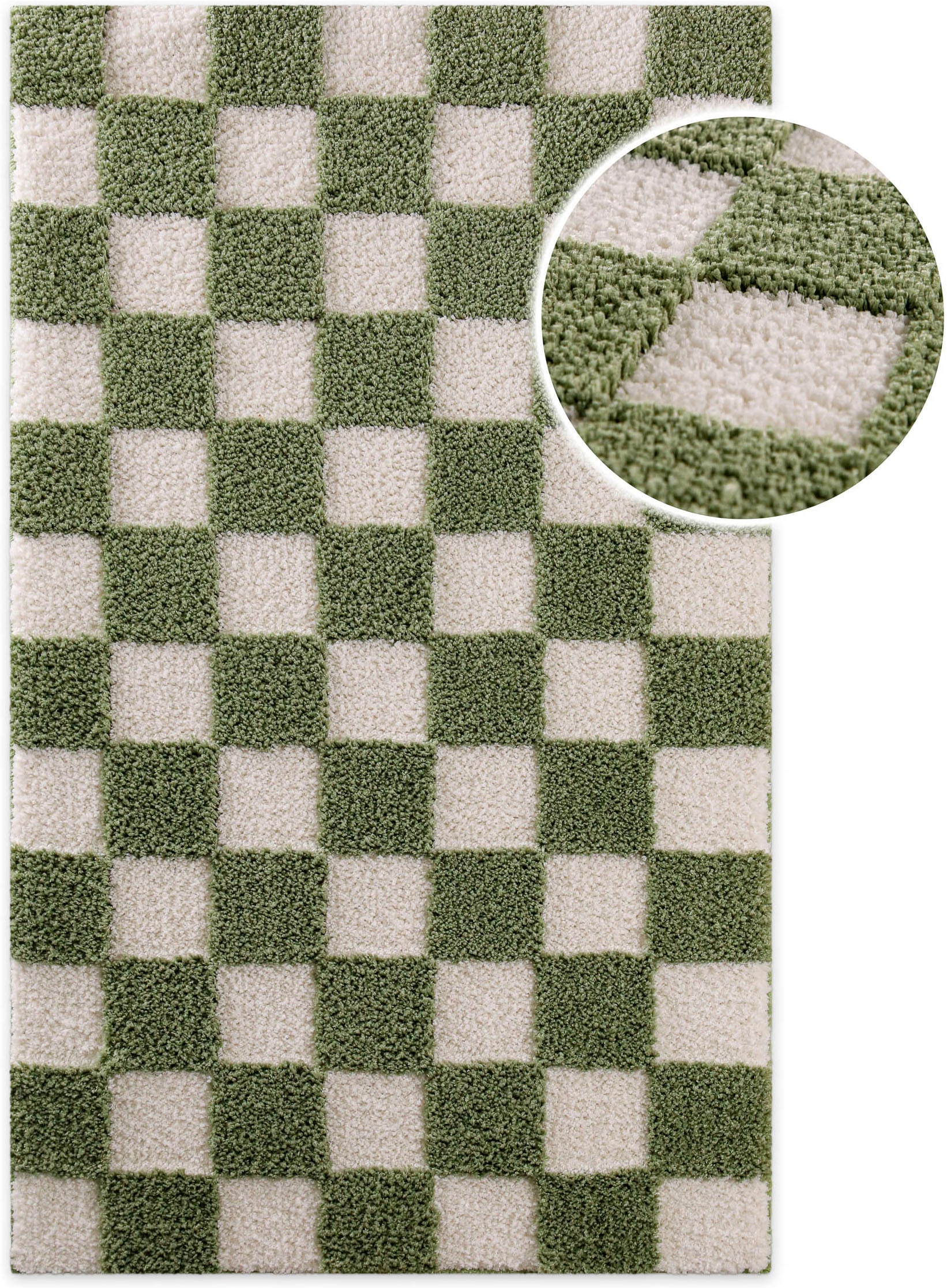 Wecon home Tapis de bain »Bobbi« Höhe 25 mm revêtement antidérapant Séchage rapide Tapis de bain, motif damier, doux, antidérapant, lavable
