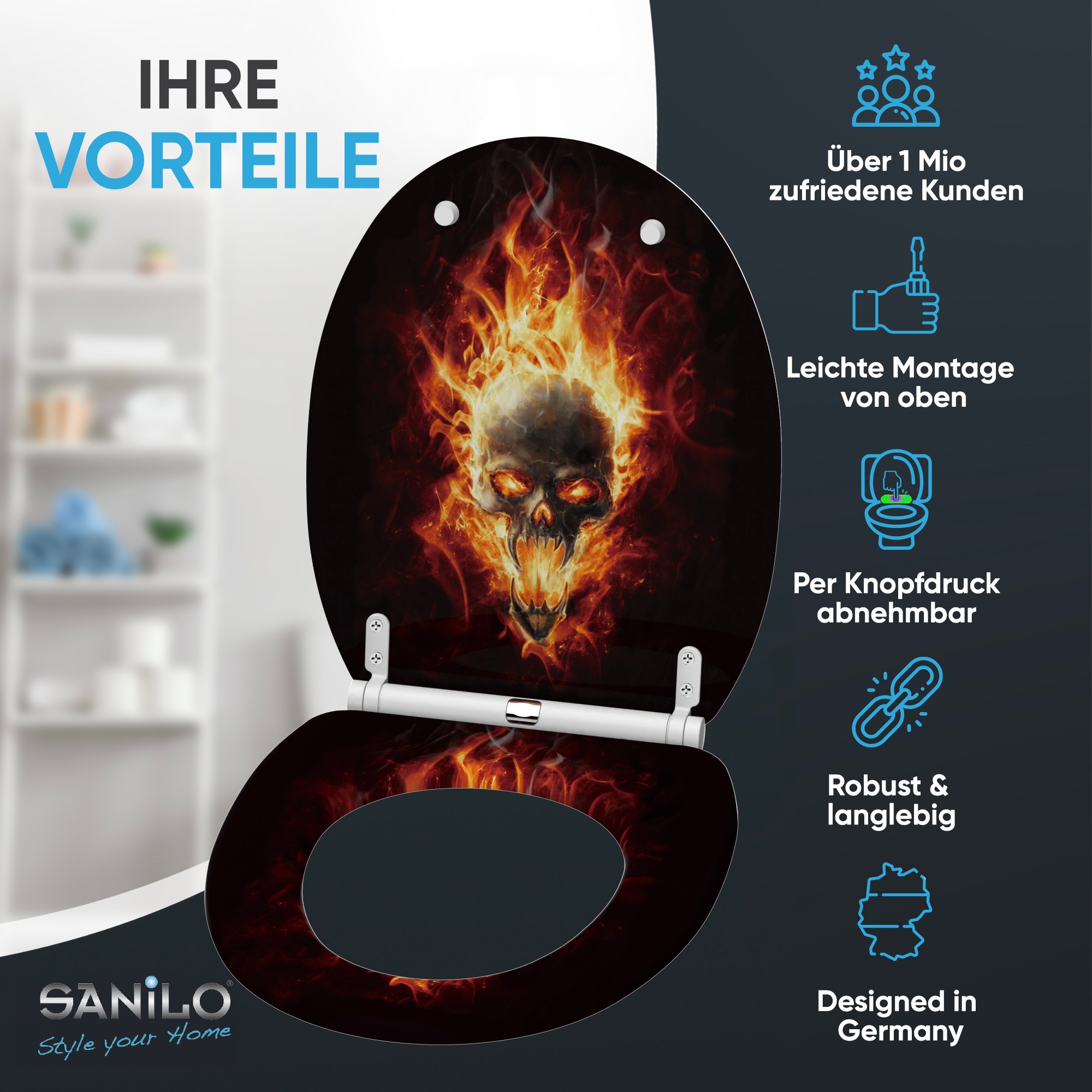 Sanilo WC-Sitz »mit Absenkautomatik, viele schöne Toilettensitze direkt vom Hersteller« Premium Toilettendeckel, moderner Klodeckel, leichte Montage