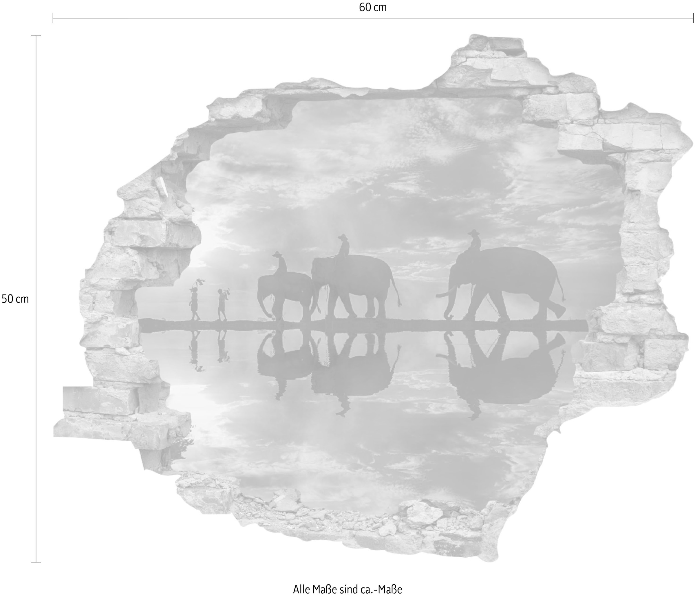 queence Wandtattoo »Elefanten« Wandsticker, Wandbild, selbstklebend, 3D, Wanddurchbruch