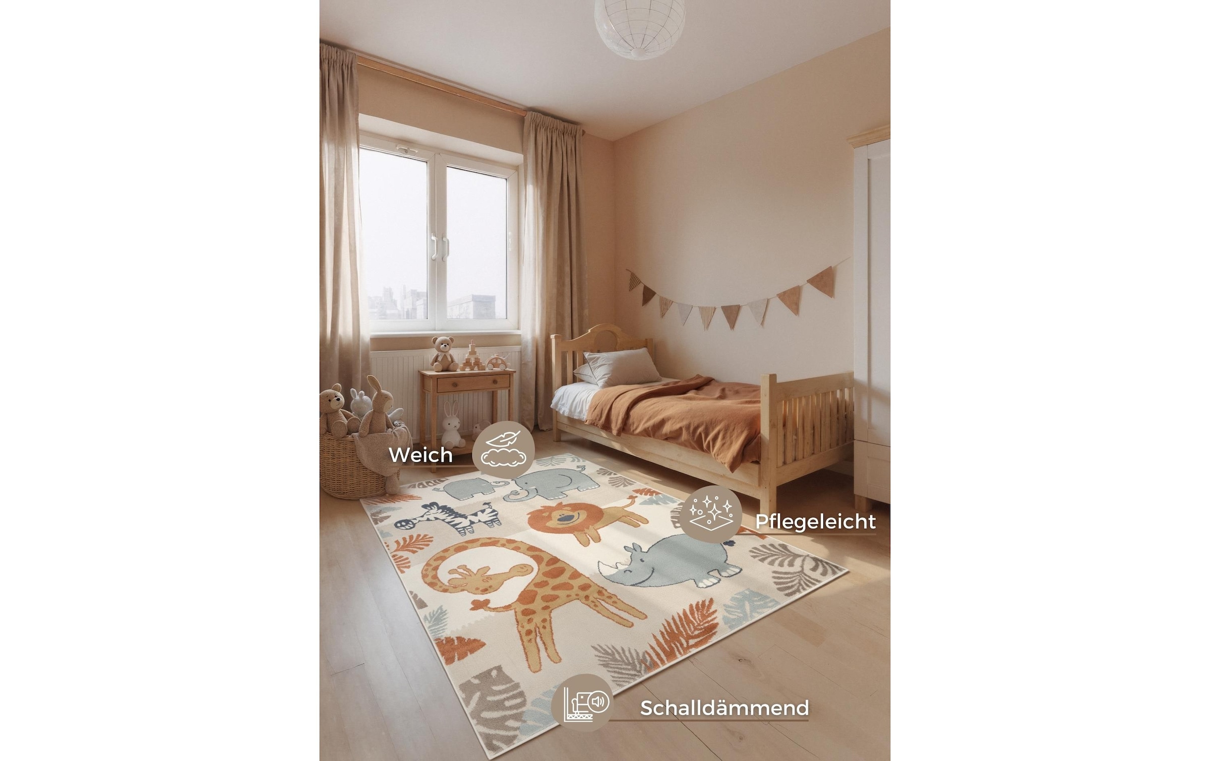 HANSE Home Tapis pour enfants »Savanna« Rectangulaire 10 mm Höhe Pflegeleicht, Weich, Kinderzimmer, Spielteppich, Spielunterlage