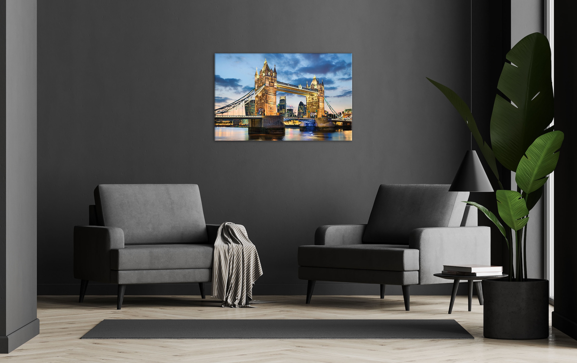 Bönninghoff Leinwandbild »Wandbild TOWER BRIDGE 60x90 cm – Leinwandbild Keilrahmen Deko modern« Brücken | Gebäude | Grossbritannien | London | Skyline | Stadt | Städte 1 Stk. tlg. auf Keilrahmen gespannt