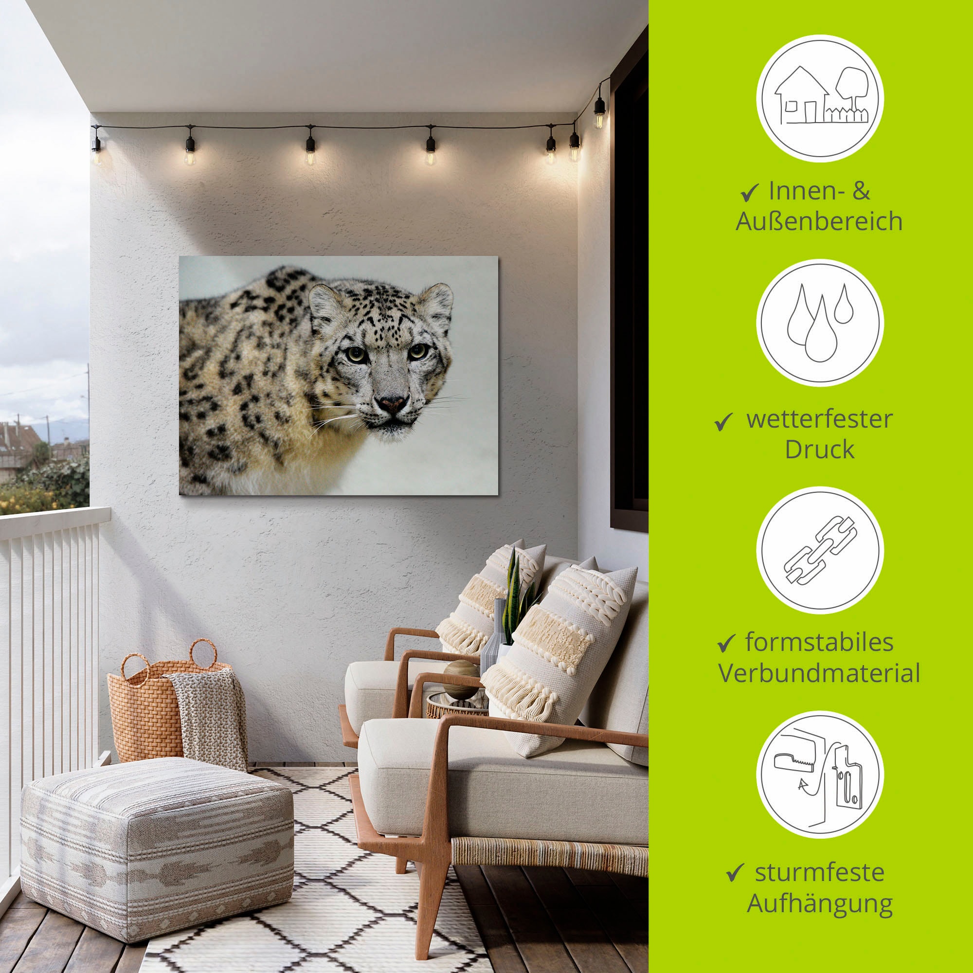 Artland Wandbild »Schneeleopard« Wildtiere 1 Stk. tlg. als Alubild, Leinwandbild in verschied. Grössen