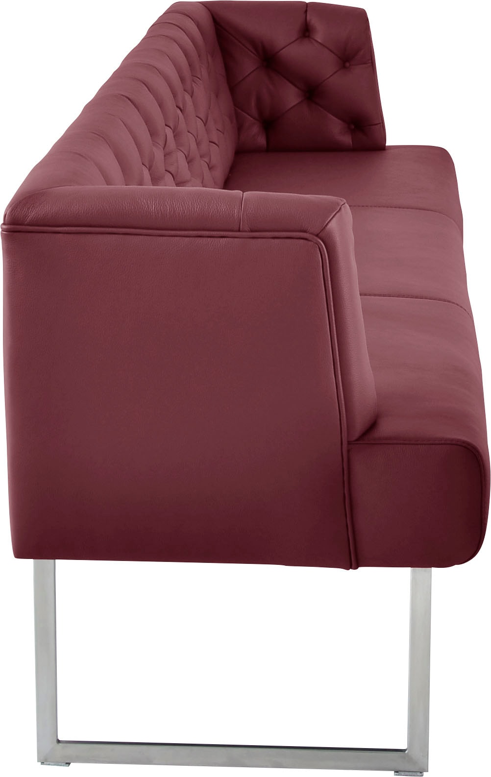 K+W Komfort & Wohnen Banc rembourré »Creso« style Chesterfield moderne, pieds aspect acier inoxydable