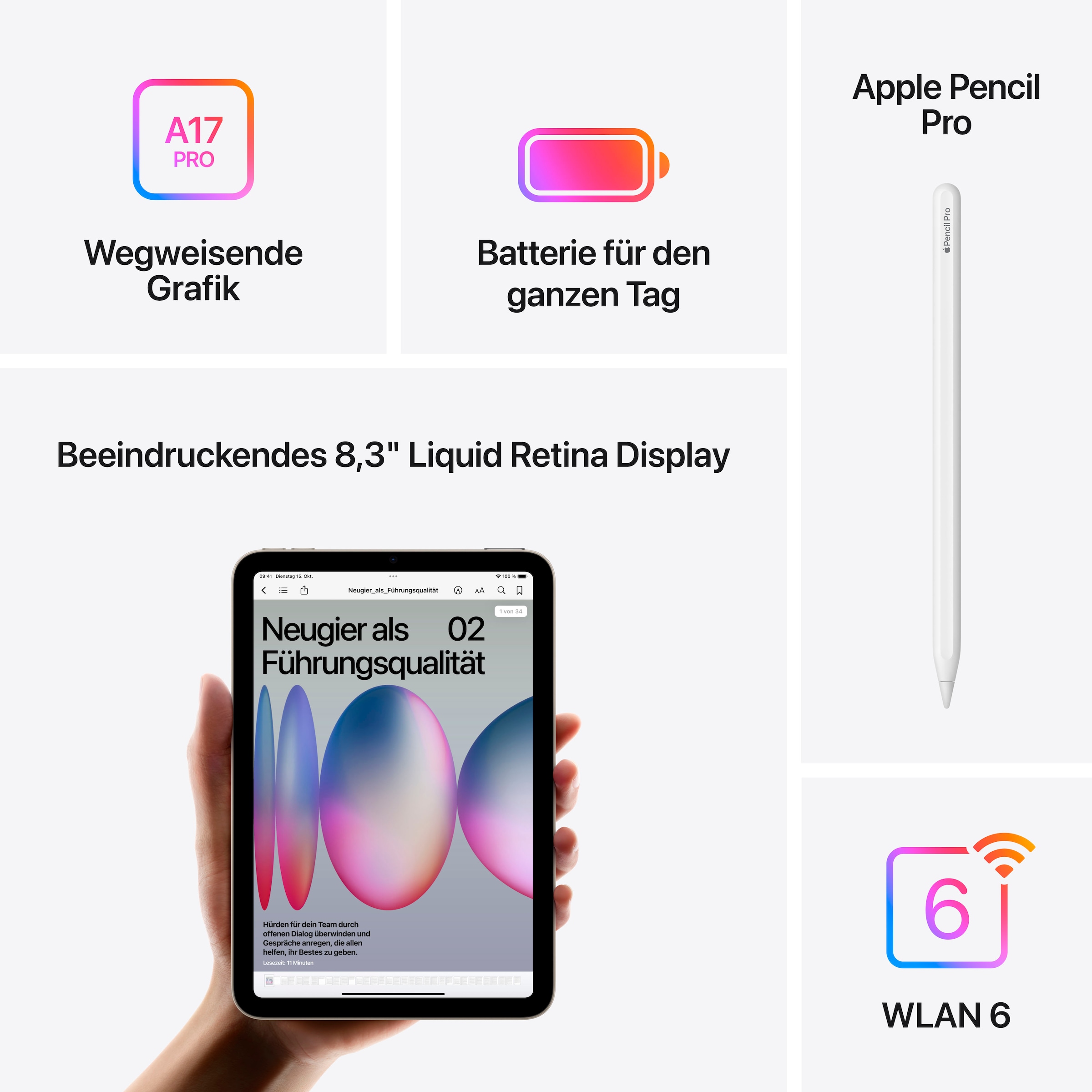Apple Tablet »iPad mini 2024 Wi-Fi 512GB« (21,08 cm / 8.3 ″) iPadOS 512 GB Retina )