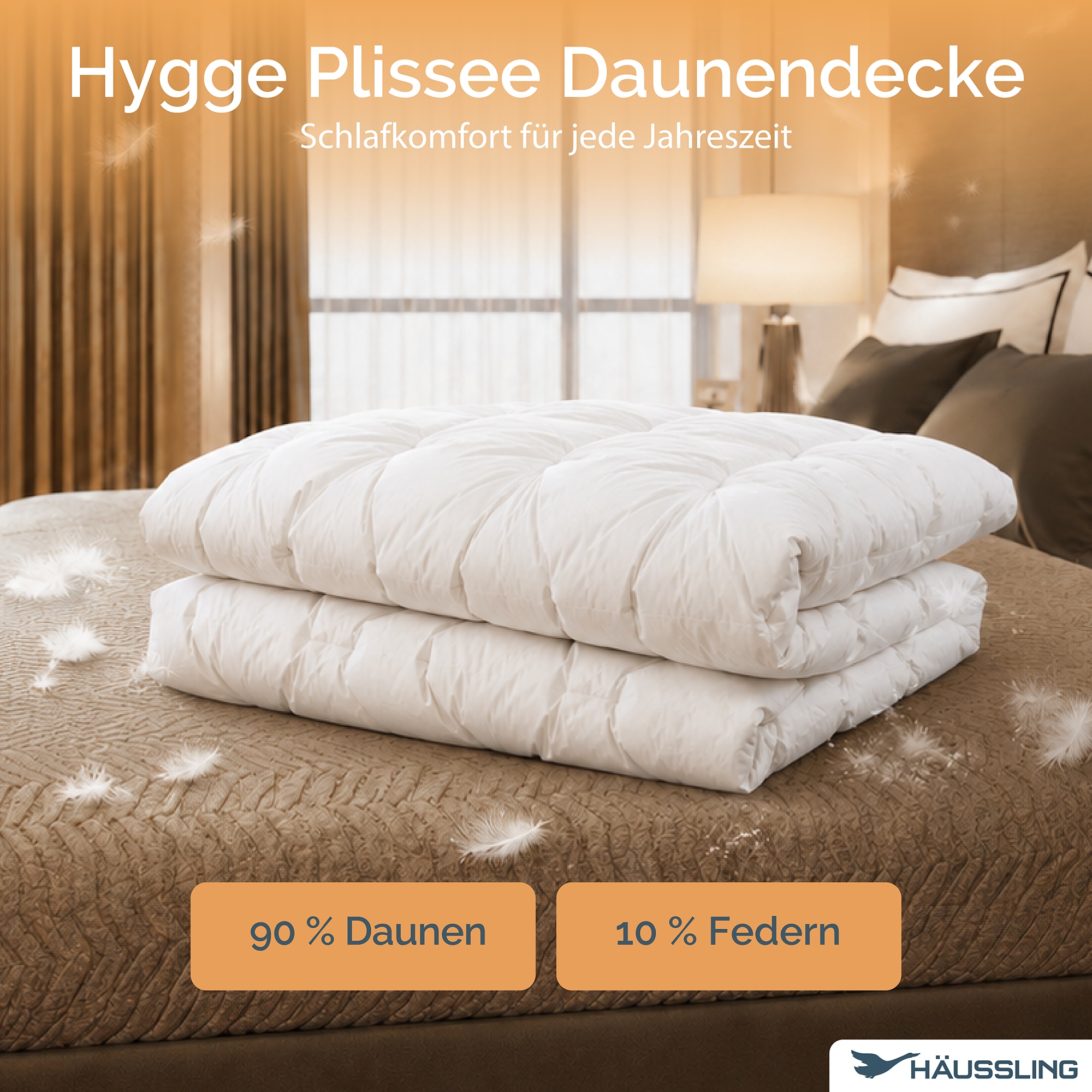 Haeussling Daunenbettdecke »Hygge Home, Bettdecken für Sommer und Winter, Ganzjahresdecke, Decke« normal Füllung weisseneue90Daunenund10FedernKl1 1 Stk. tlg. Bettdecke 135x200 cm, 155x220 cm & weitere Grössen
