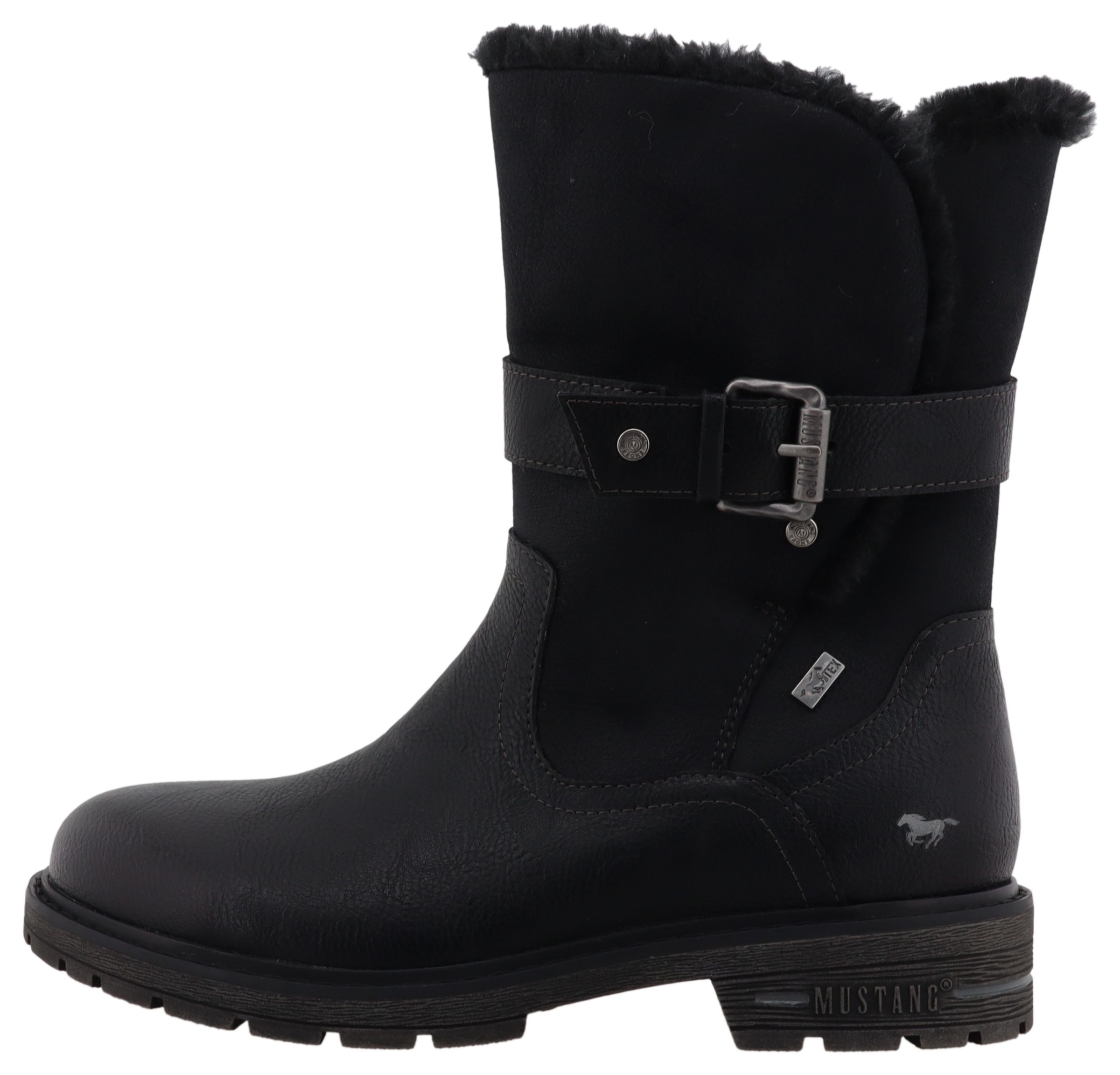 Mustang Shoes Bottes d'hiver »Bienke«  bottes biker avec talon bloc et lanières décoratives