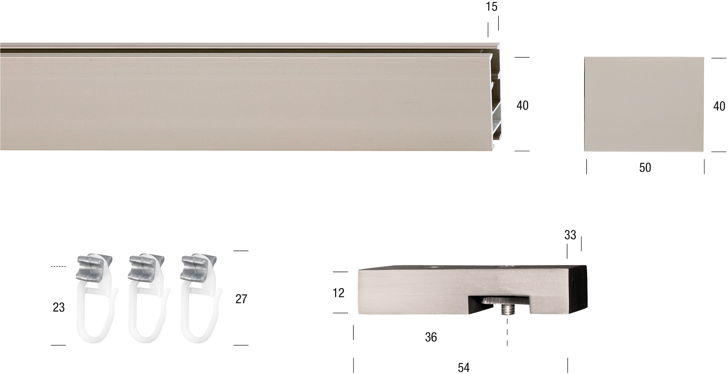 GARESA Tringle à rideaux »FLAT« 1 course-läufig Wunschmasslänge Rechteckprofil, Deckenmontage, perfekter Lauf, modern, verlängerbar