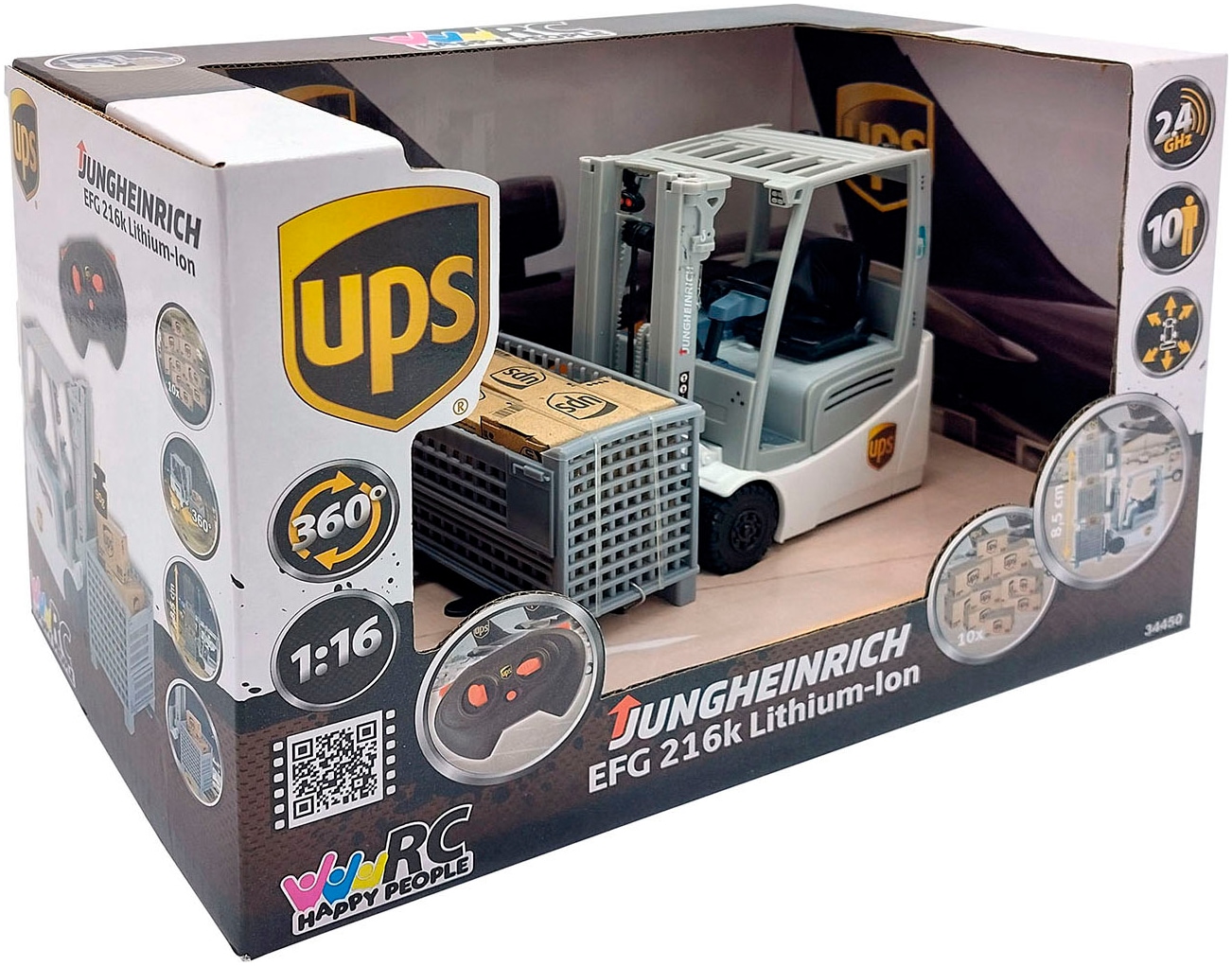 Happy People RC-Gabelstapler »UPS Jungheinrich 1:16 Gabelstapler, 2,4 GHz, 29cm,« mit Fernbedienung