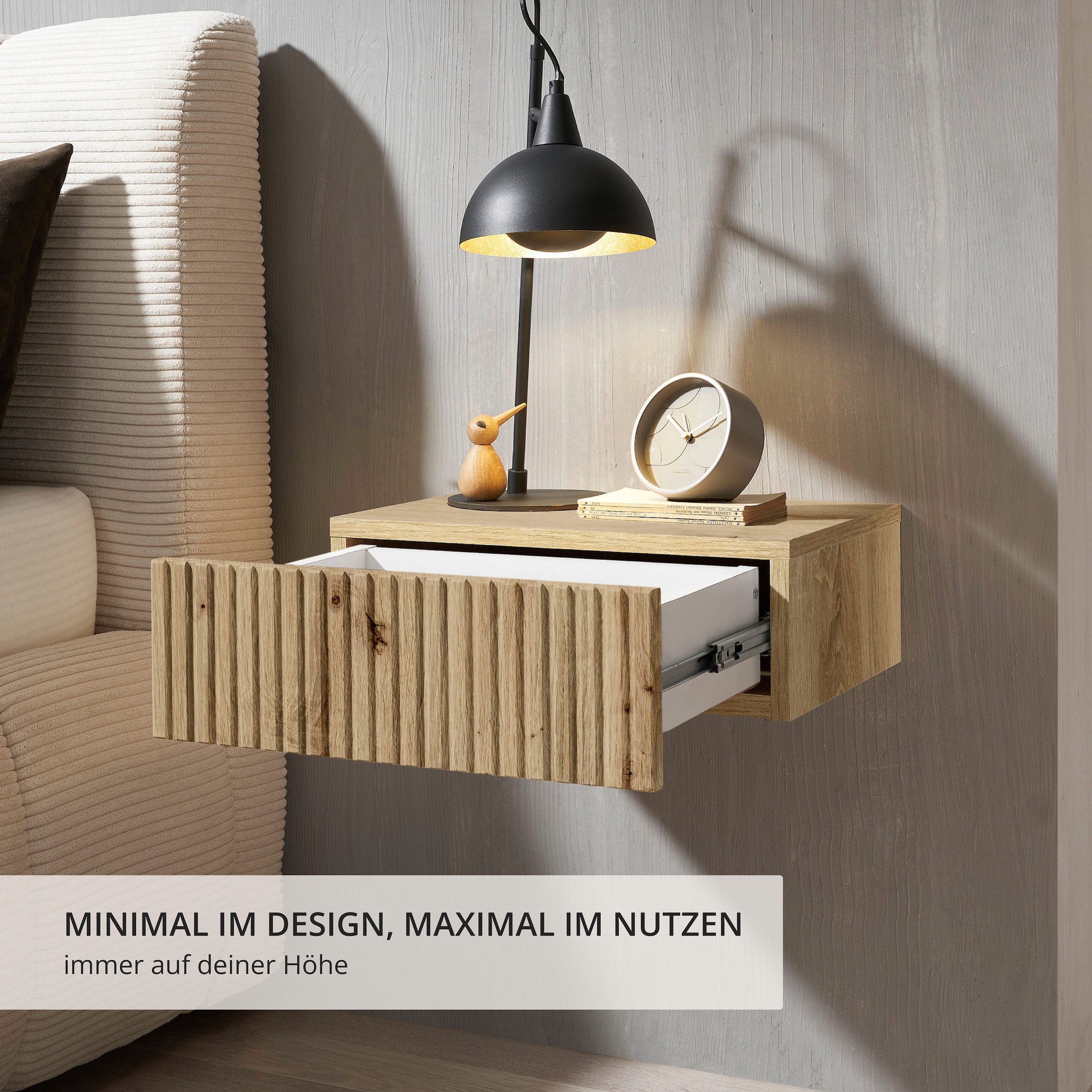 Schlafkontor Table de nuit »Taboni Nachttisch, Nachtkonsole mit Push-to-open« Wandmontage