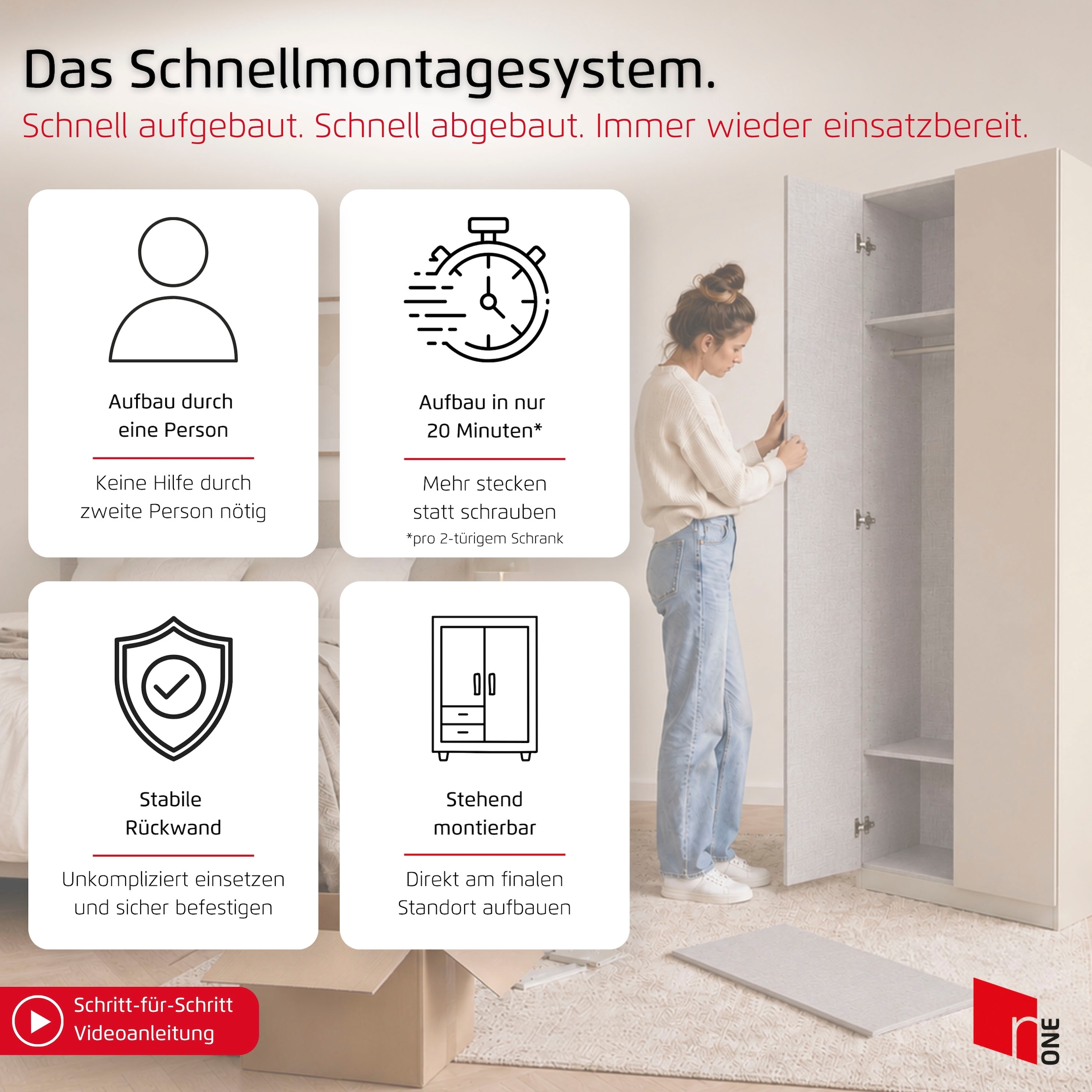 rauch Armoires à vêtements »Schlafzimmer Garderobe Kinderzimmer WELTNEUHEIT ELVIK by rauch-ONE« SYSTÈME DE MONTAGE RAPIDE BREVETÉ avec ouverture par pression FABRIQUÉ EN ALLEMAGNE