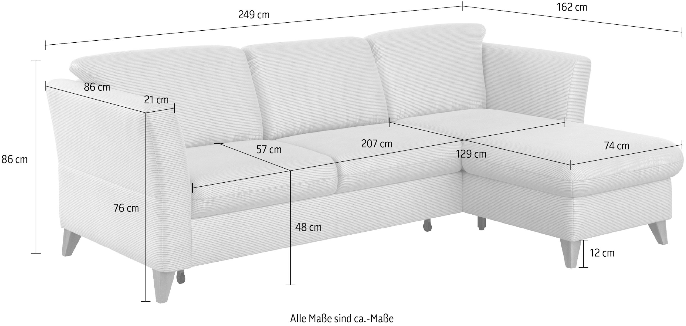 Home affaire Canapé d'angle »Trelleborg L-Form« wahlweise mit Bettfunktion und Bettkasten, inkl. Federkern-Polsterung