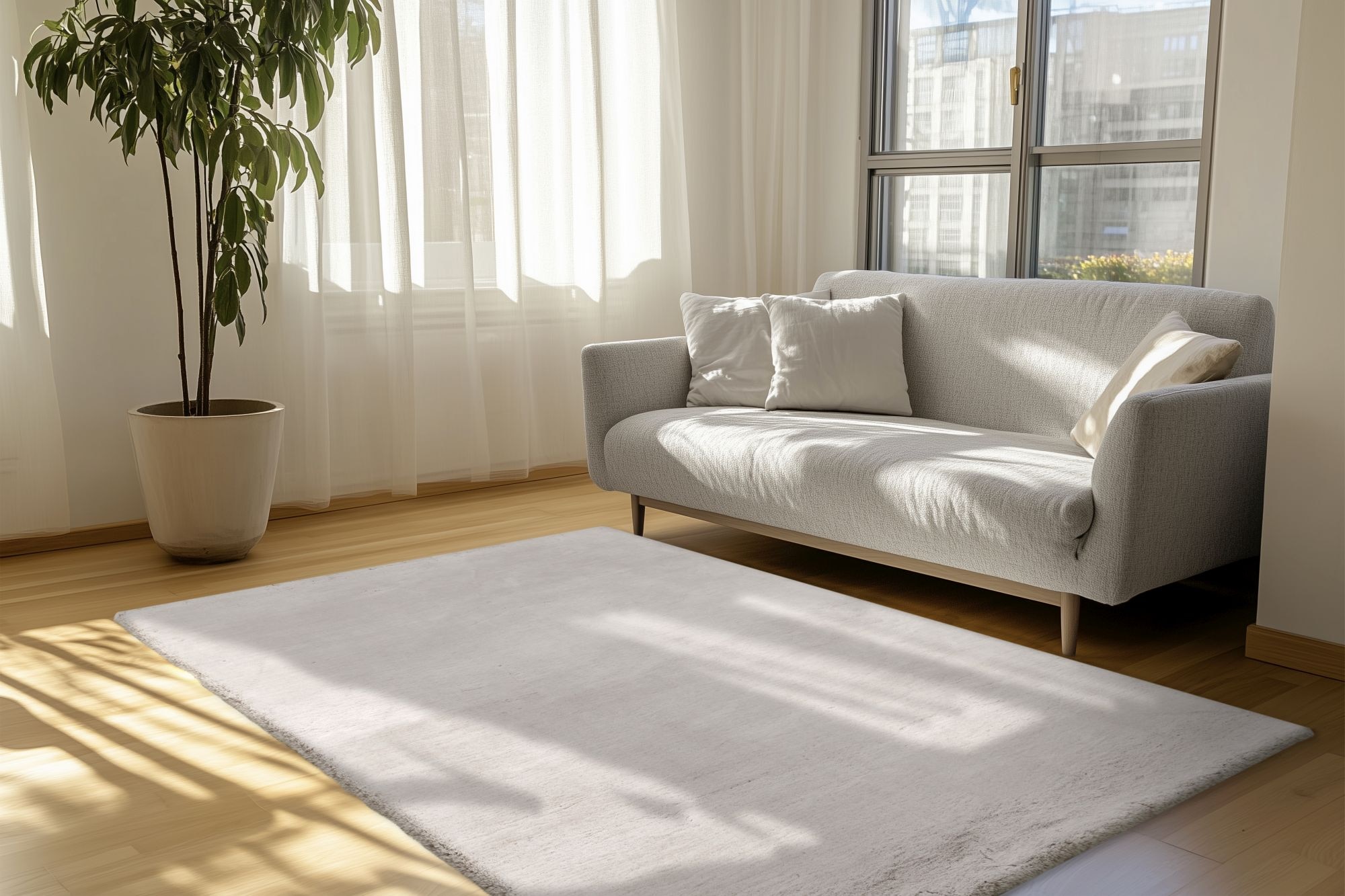 Kayoom Tapis à poils longs »Luxe 525« Rectangulaire 45 mm Höhe Hochflor, Kaninchenfell Haptik, Schlafzimmer