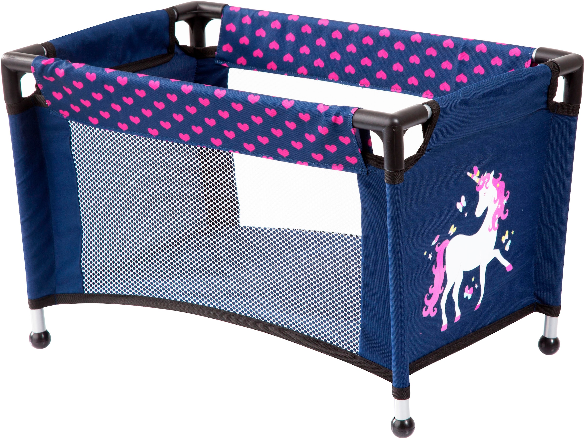 Bayer Poussette de poupée combinée »Grande« mit Reisebett, Schnuller, Geschirr und Pflegeprodukten