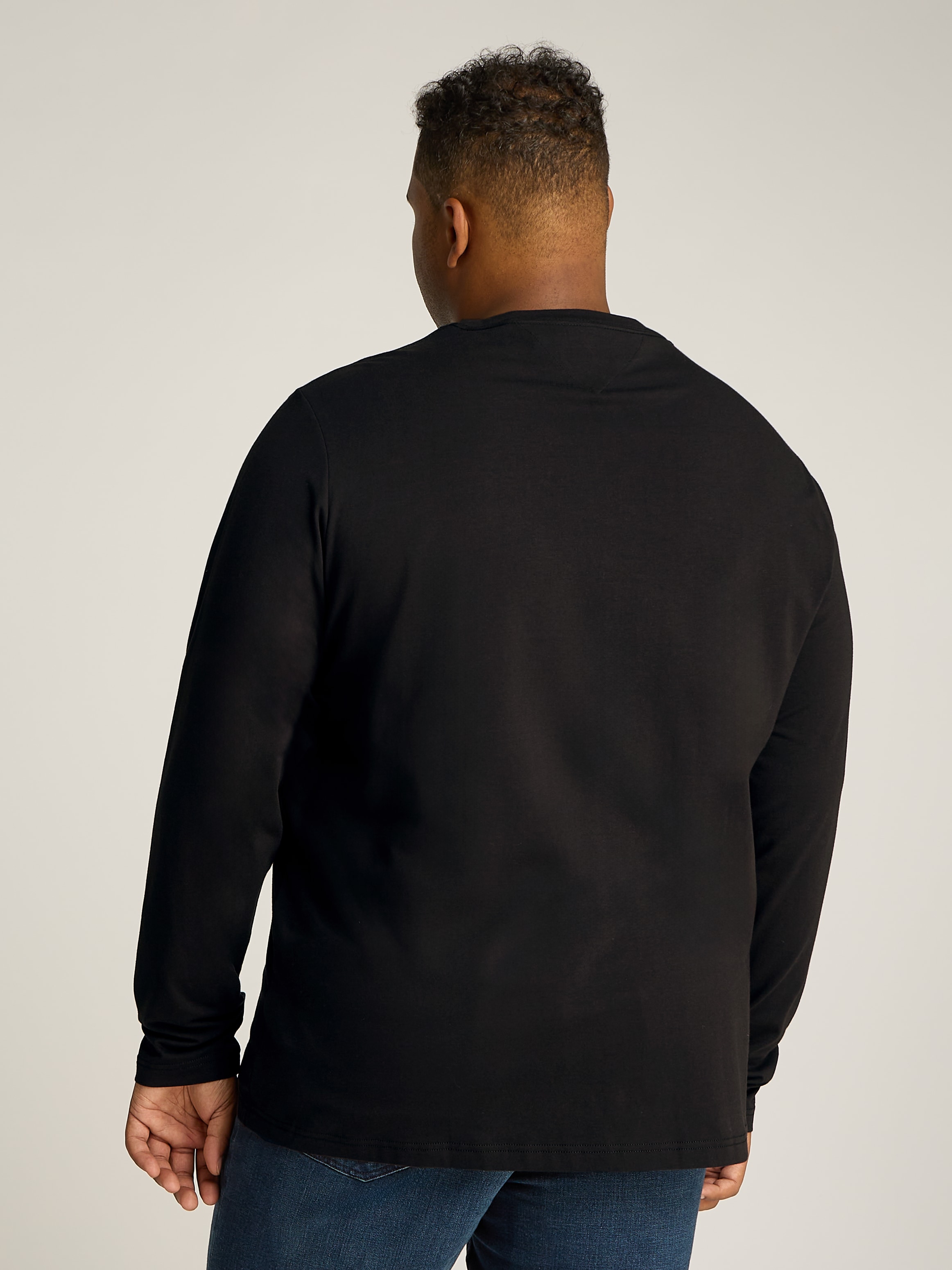 Tommy Hilfiger Big & Tall T-shirt à manches longues »BT-STRETCH SLIM FIT TEE-B mit Rundhals und Logo« unifarben, casual, slim fit, Baumwollmix, Rundhals, grosse Grössen