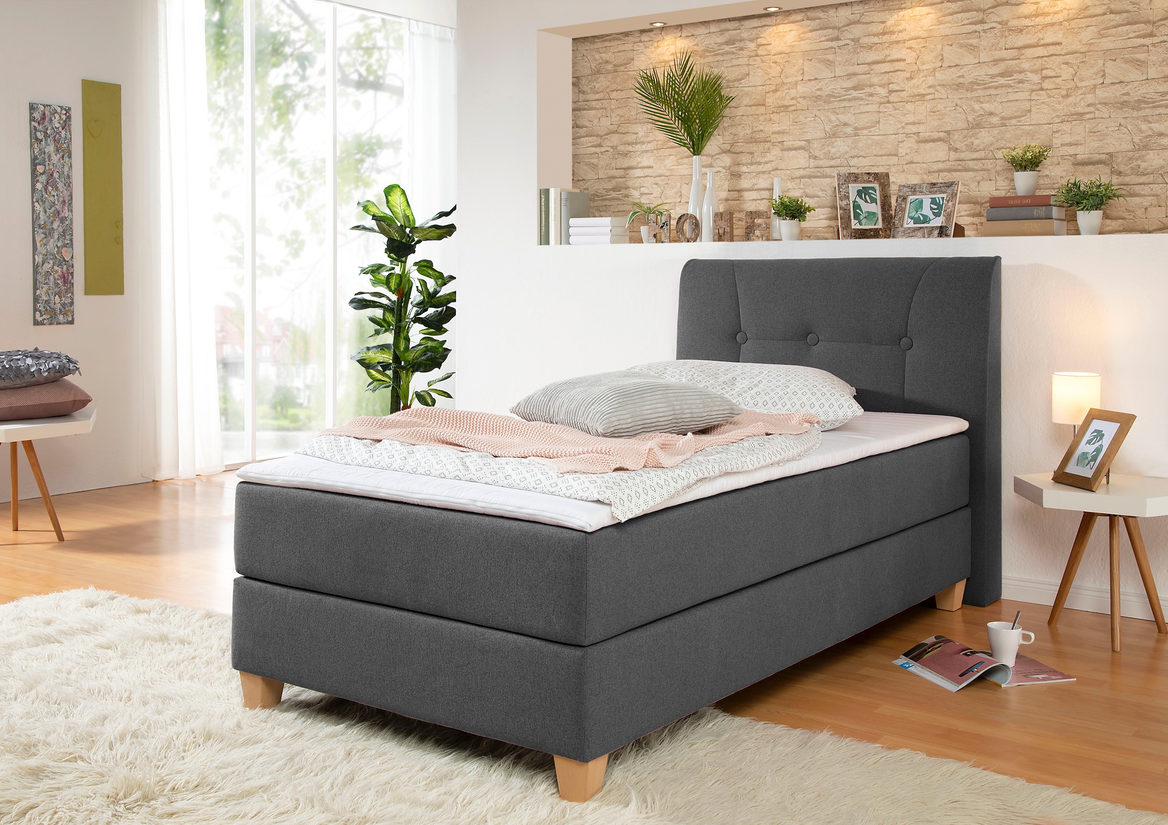 Home affaire Lit boxspring »Calloway« y compris surmatelas, version XXL, en 4 couleurs, 5 largeurs, 3 types de matelas