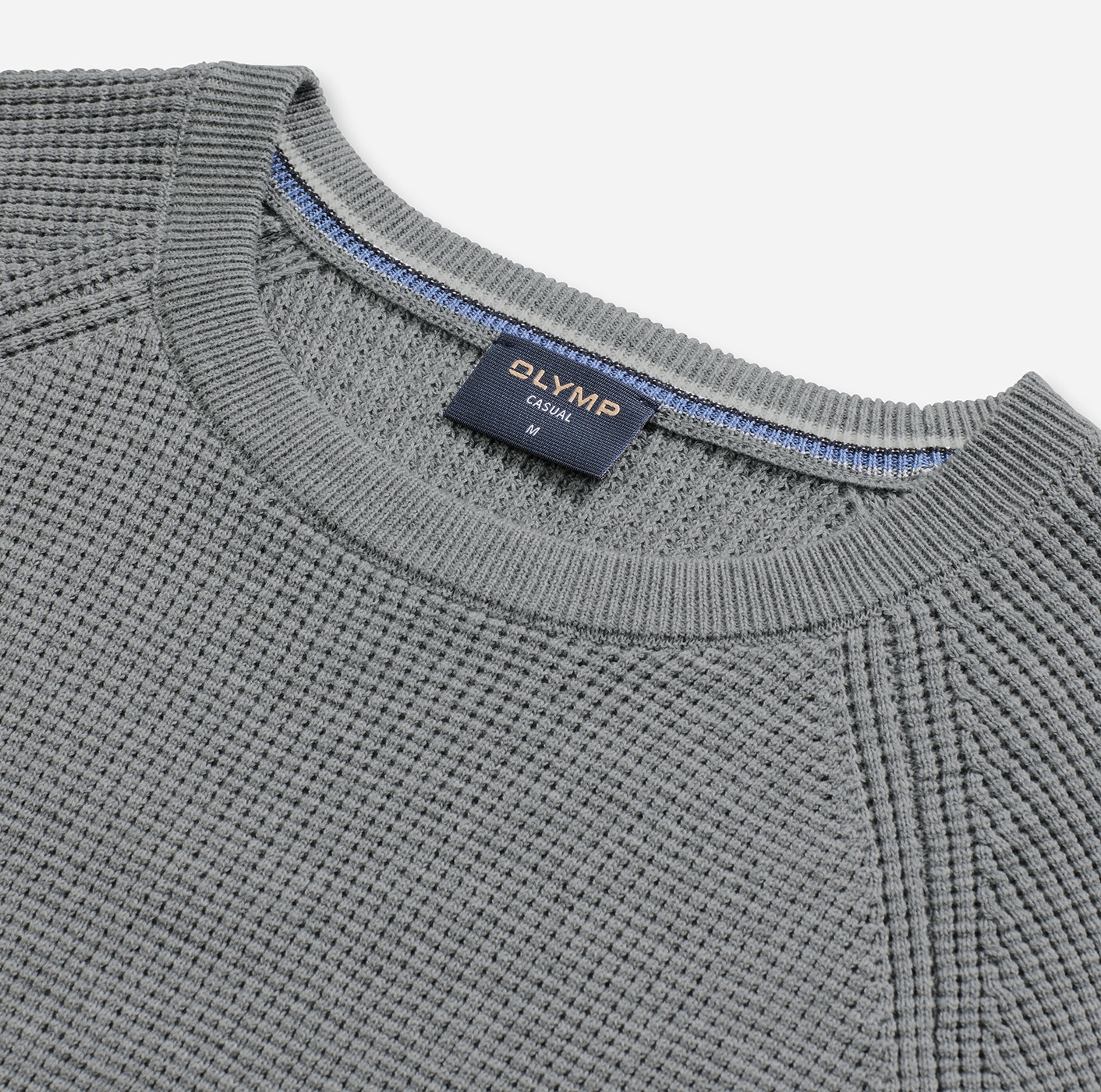 OLYMP Rundhalspullover »Waffle Structure« Rundhals, casual, unifarben, regular fit