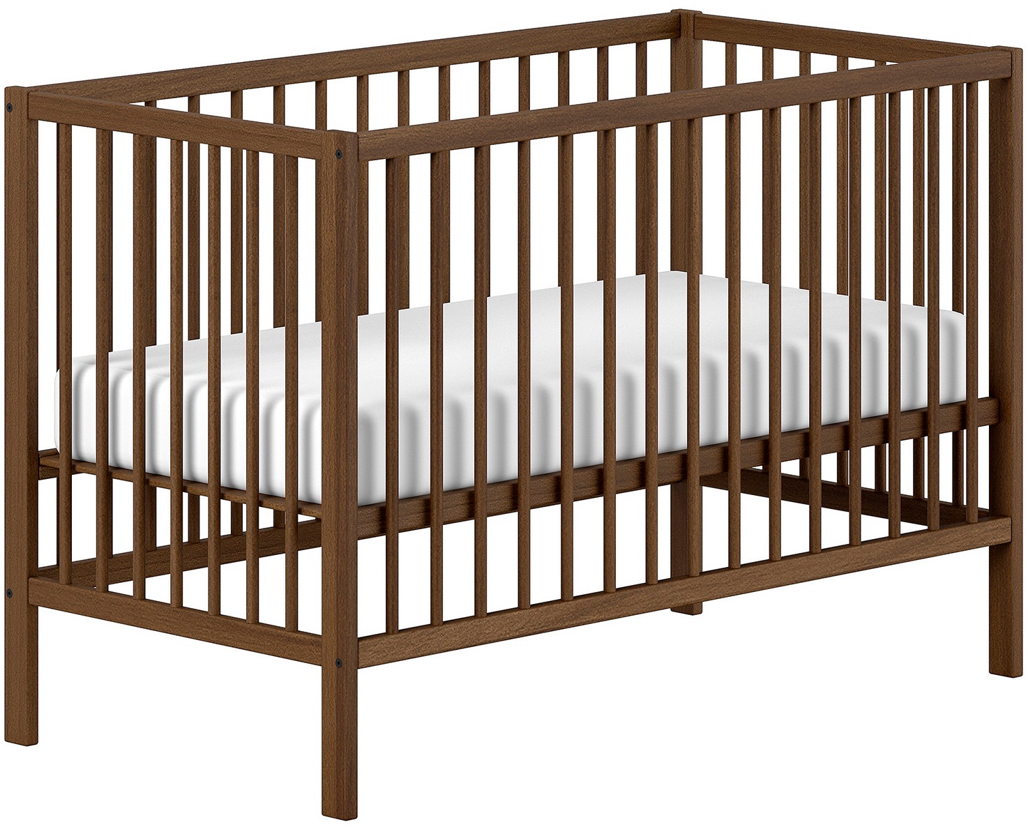 Vipack Ensemble de meubles pour bébé »DINO, ideal für Ihr Kinderzimmer, Made in Europe, Buche massiv« composé de lit bébé 60/120 et étagère à langer, 2 tlg. surface de couchage réglable en hauteur sur 3 positions, version hêtre couleur noyer