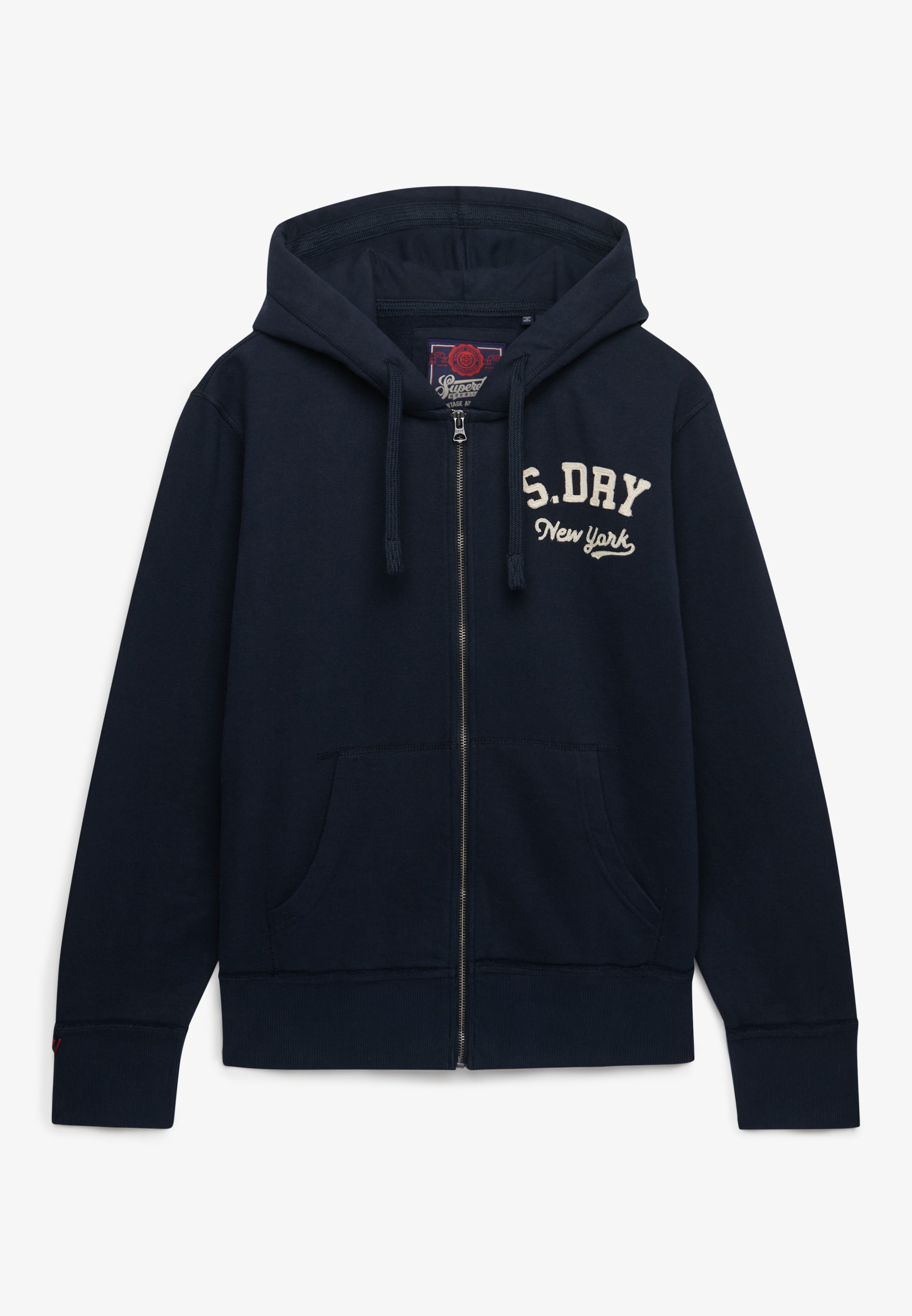 Superdry Kapuzensweatjacke »VINTAGE ATHLETIC ZIPHOOD« aus Baumwolle und angerauter Sweatware, Loose Fit, mit Reissverschluss