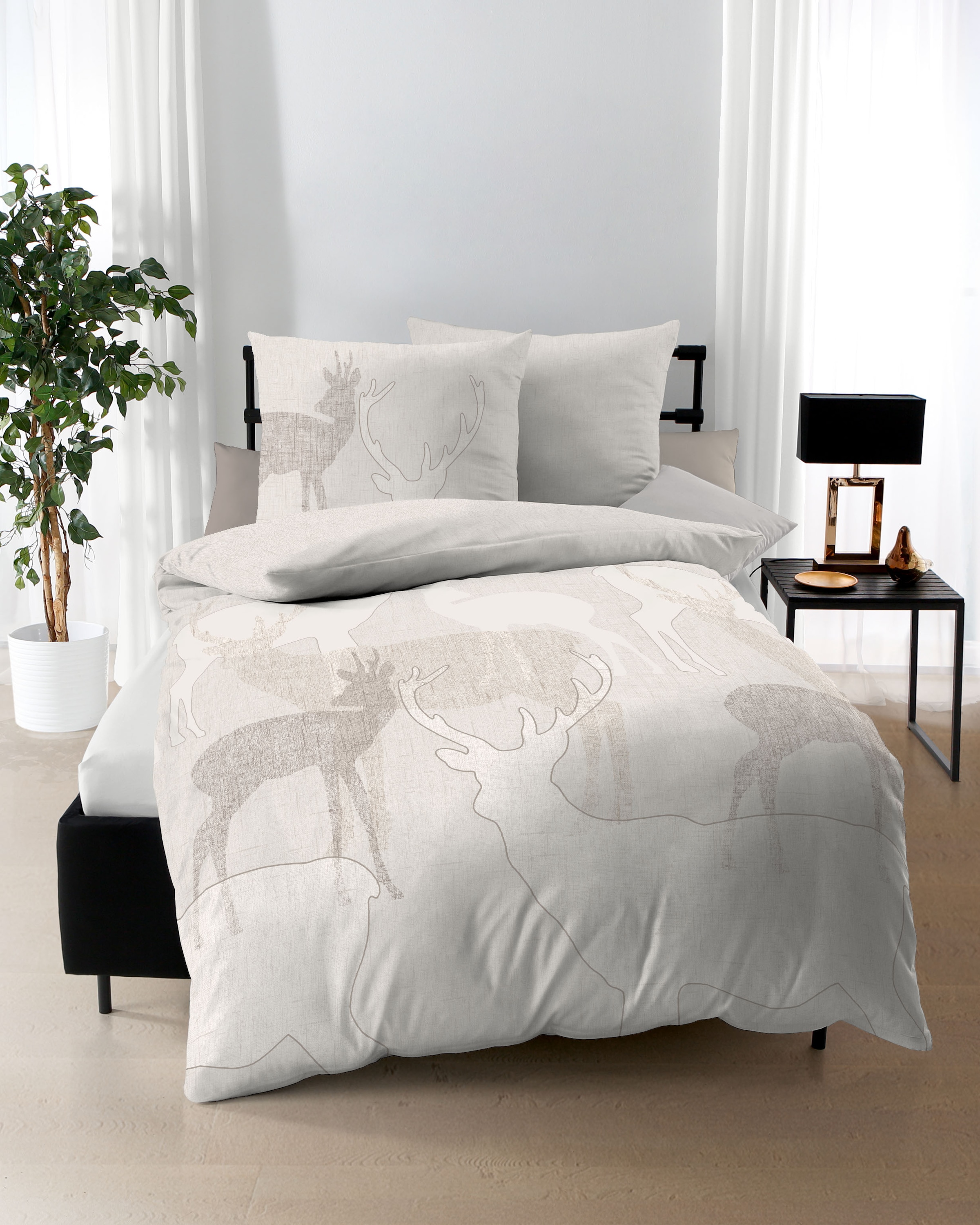 Kaeppel Linge de lit »Hirsche« 2 cuis avec cerfs