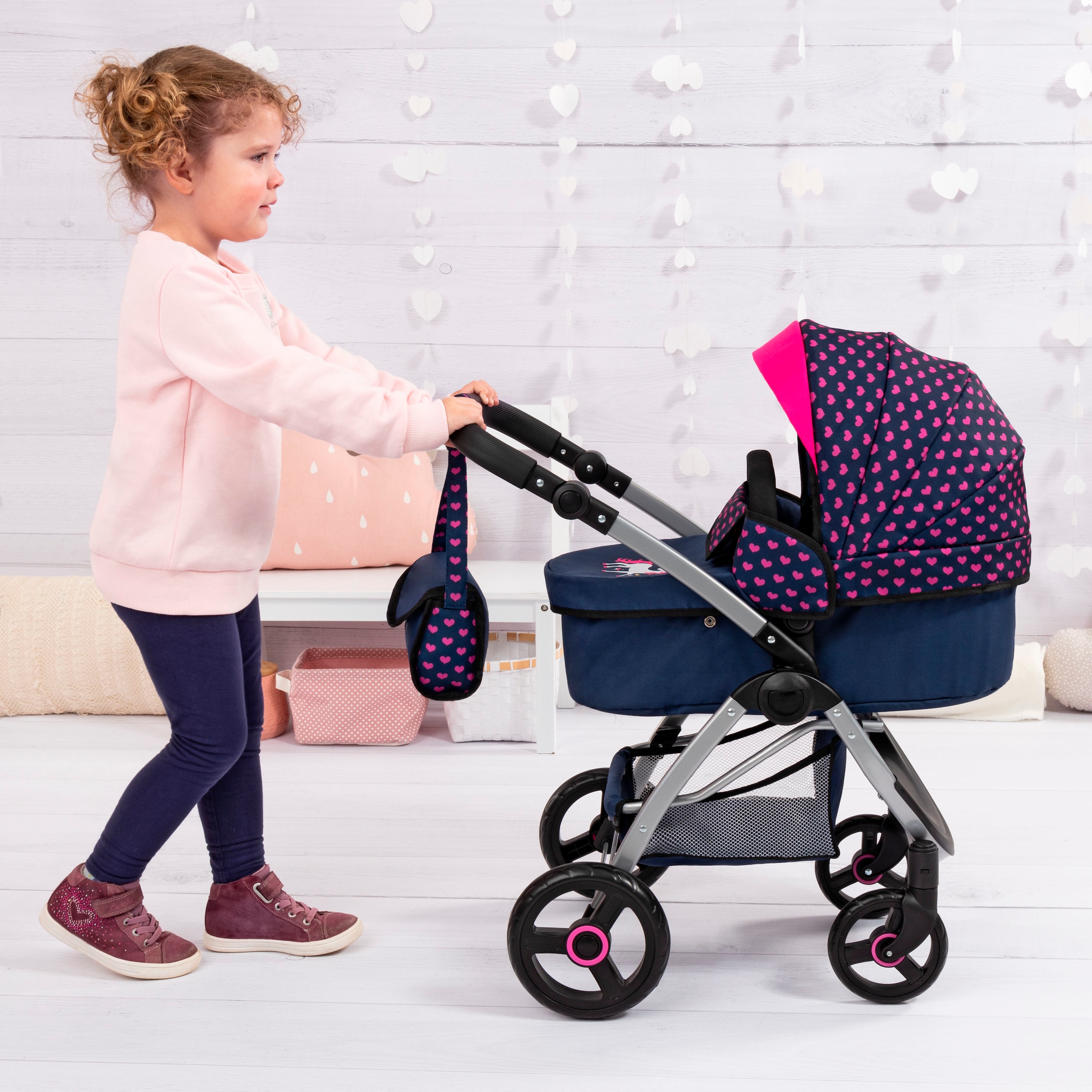 Bayer Poussette de poupée combinée »City Max blau« mit Wickeltasche