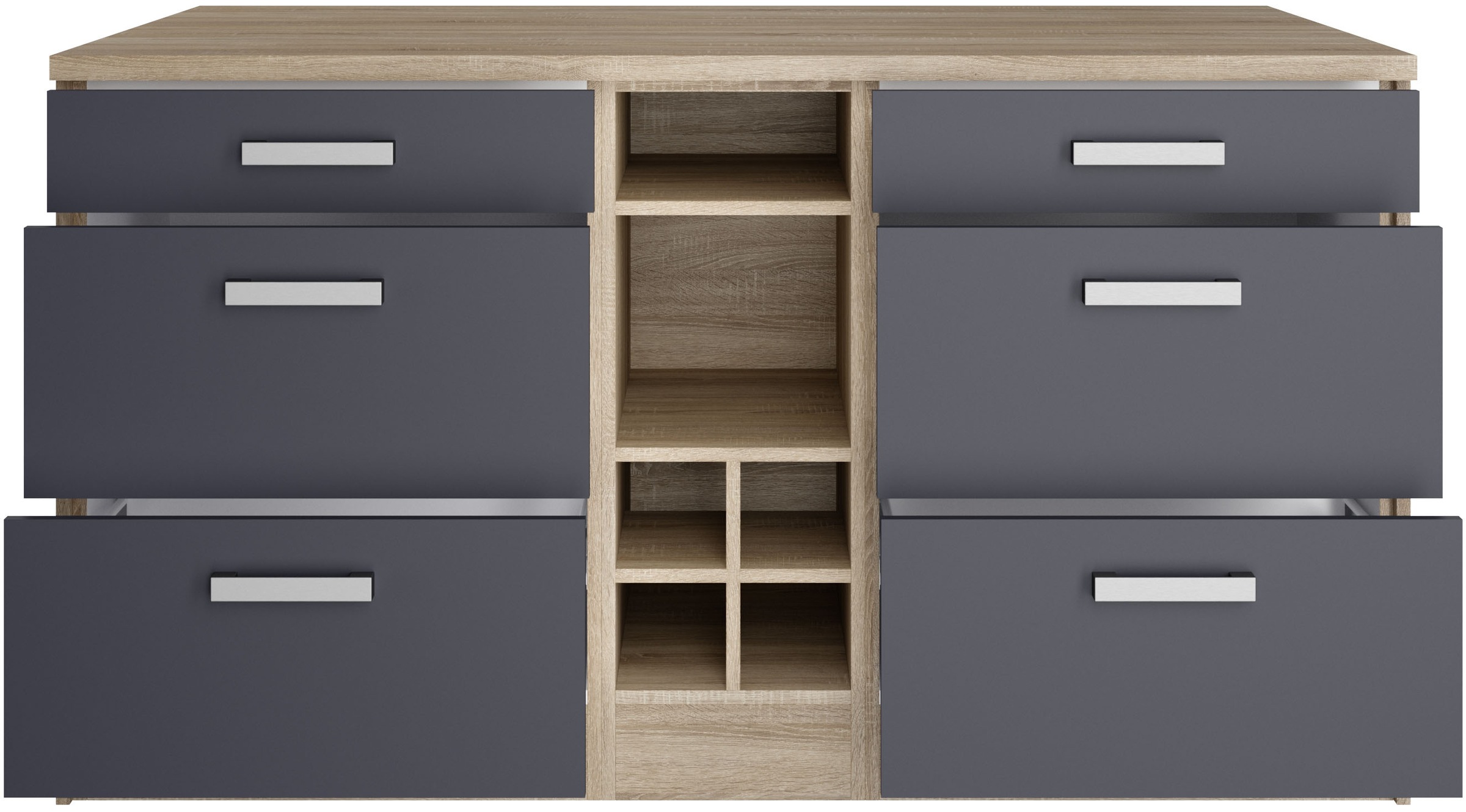 KOCHSTATION Ilot de cuisine »KS-Toronto« largeur 153 cm, façades MDF, casier à bouteilles