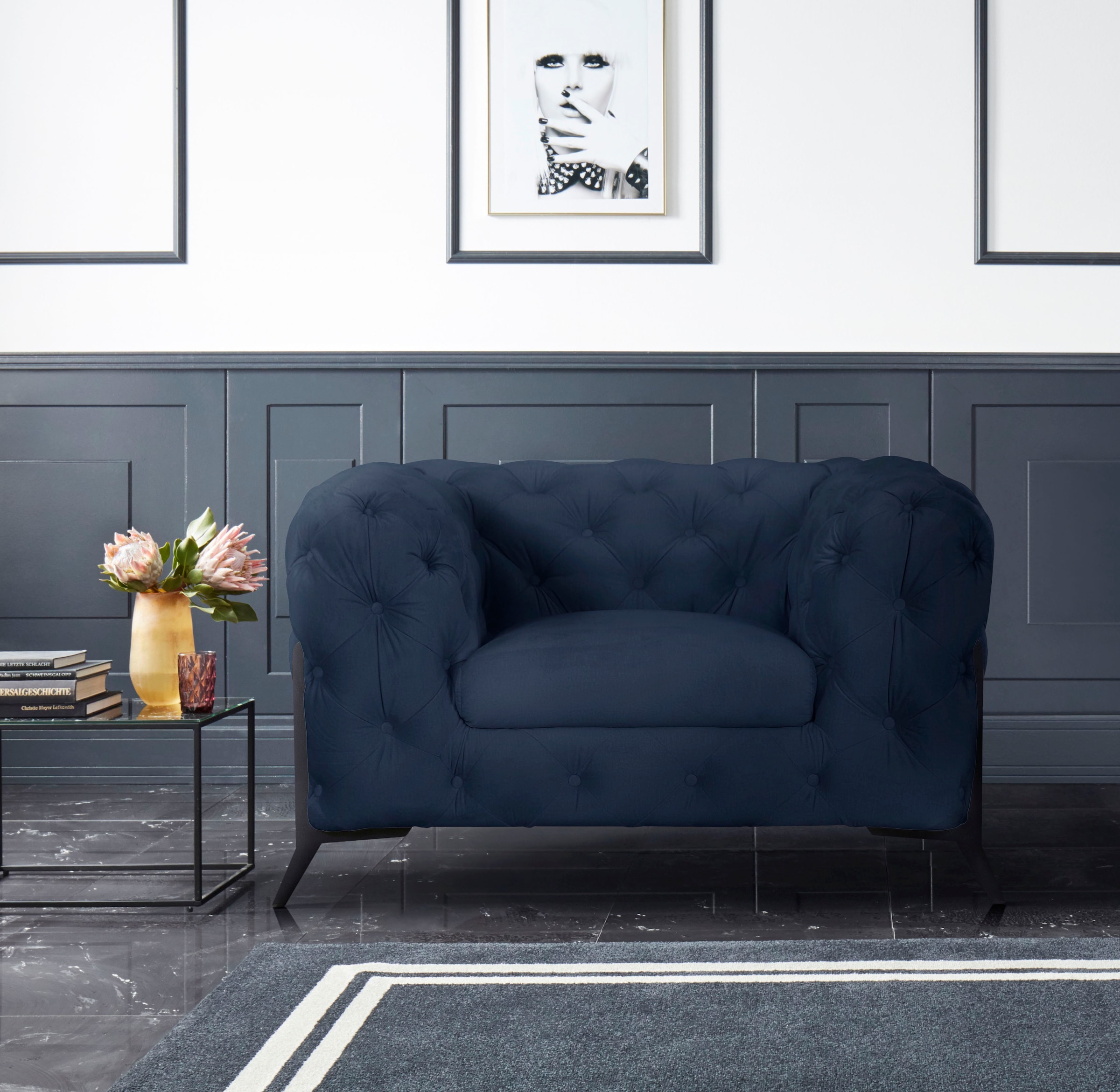 Leonique Chesterfield-Sessel »Amaury Sessel« aufwändige Knopfheftung, moderne Chesterfield Optik, Fussfarbe wählbar