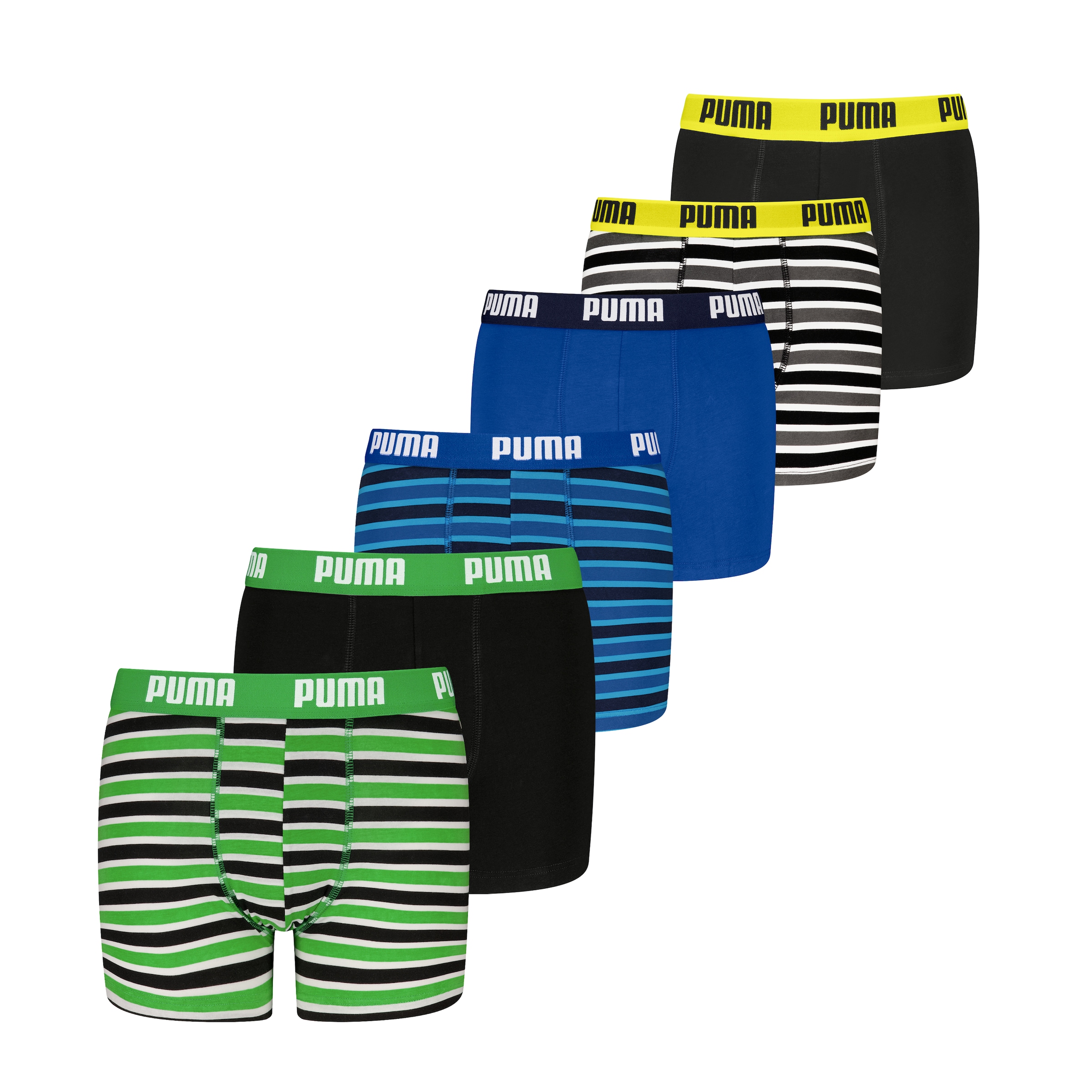 PUMA Boxershorts »PUMA BOYS EVERYDAY STRIPED BOXERS« 6er Pack,  ohne Eingriff, mit elastischem Logobund, Multipack