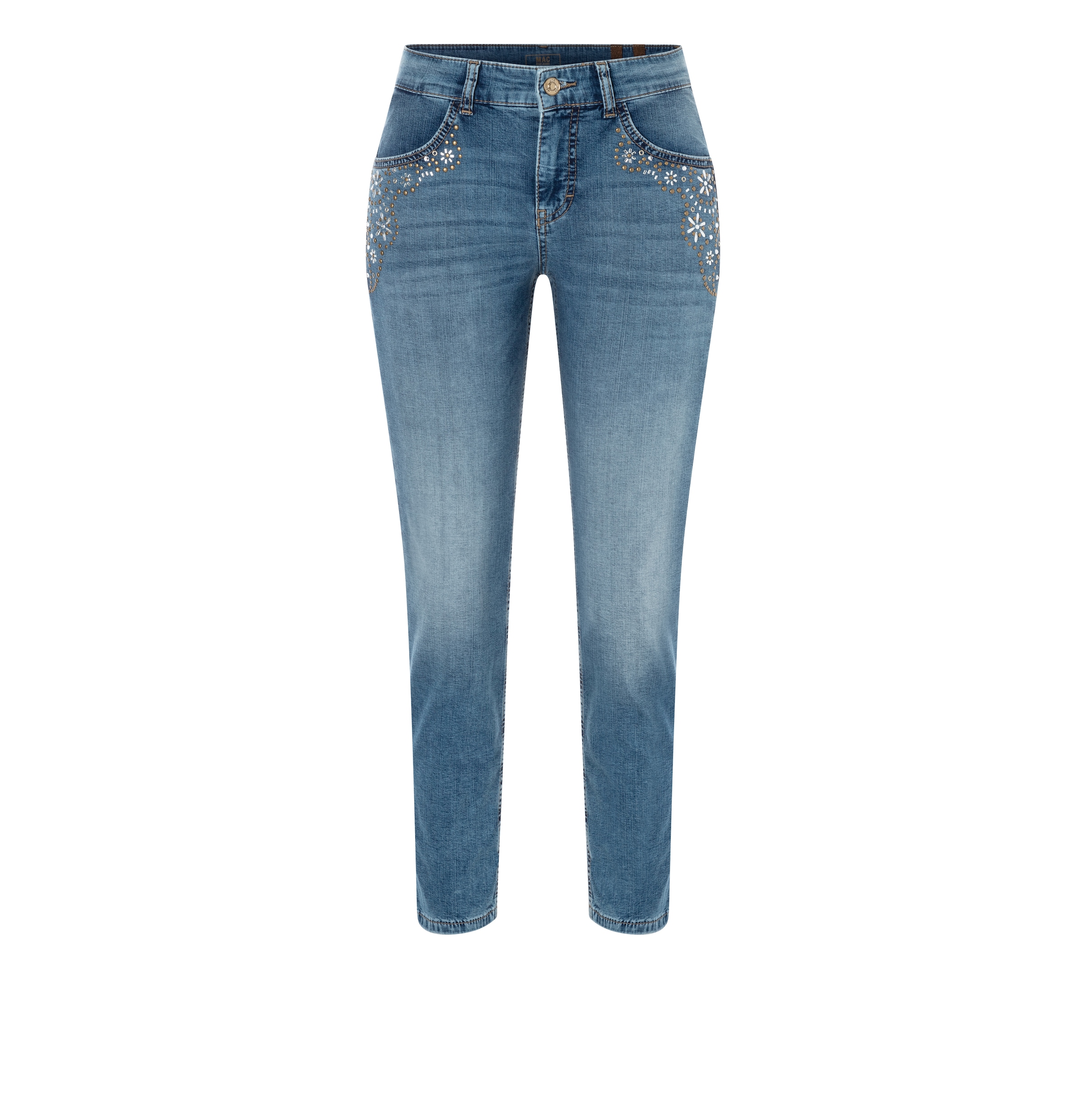 MAC Jeans slim »RICH SLIM 7/8 flower«, mit Schmucksteinen