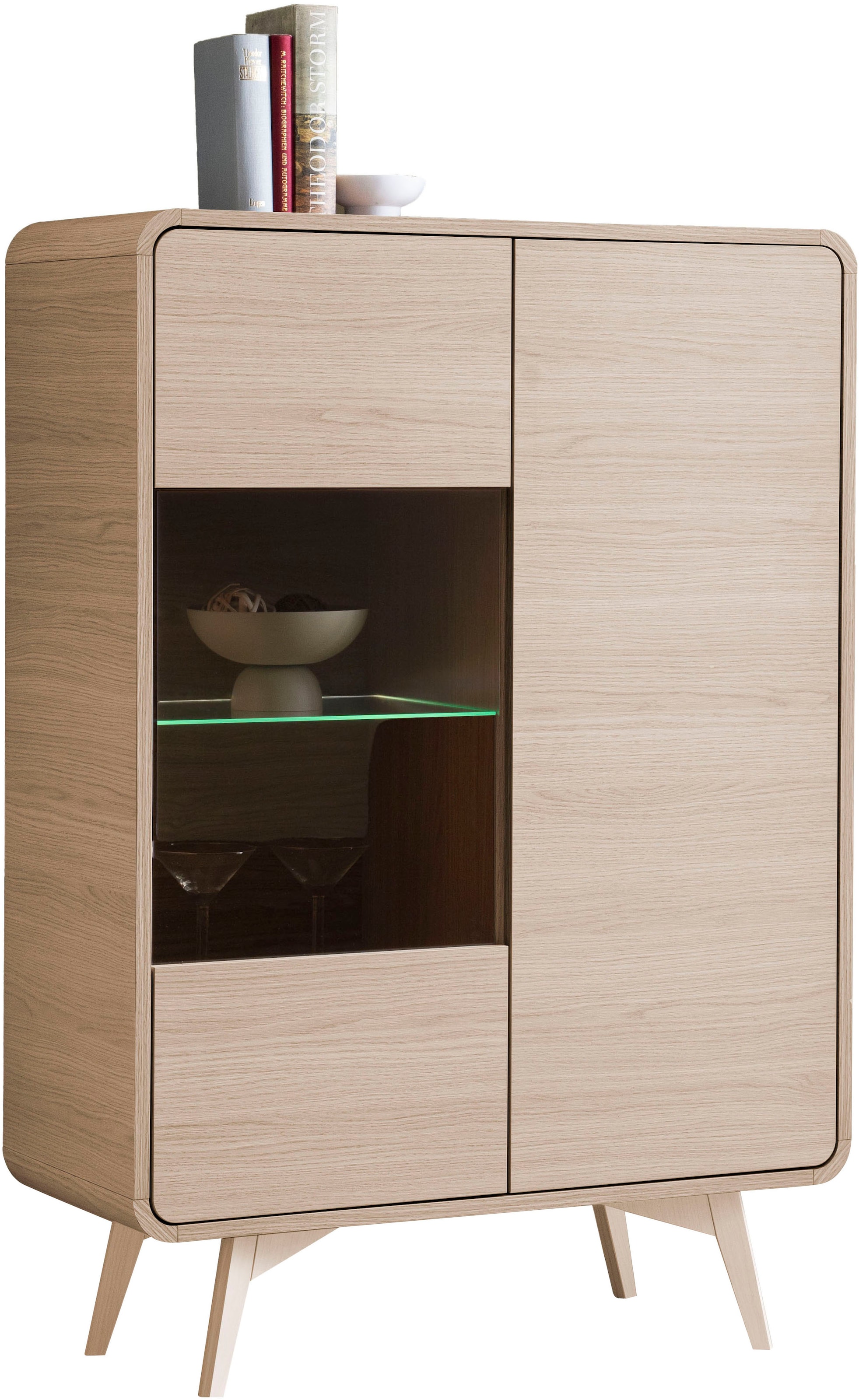 Home affaire Vitrines »Torsby, moderne Glasvitrine, Stauraumelement, Schrank« abgerundete Ecken, ausreichend Stauraum, vielseitig einsetzbar