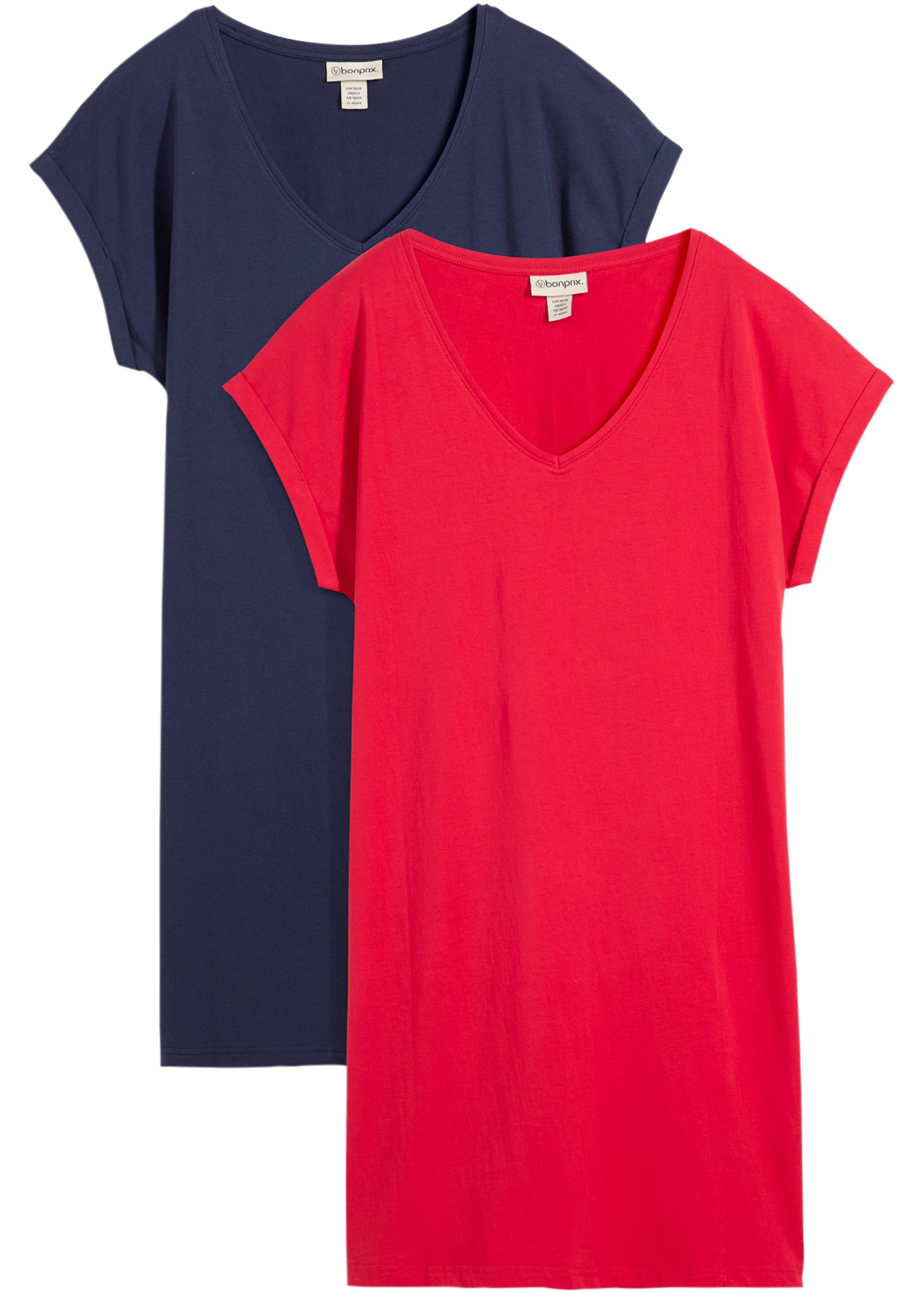 bonprix Robe t-shirt Paquet, 2 pièces tlg. pour printemps et été, en coton pur, coupe ample