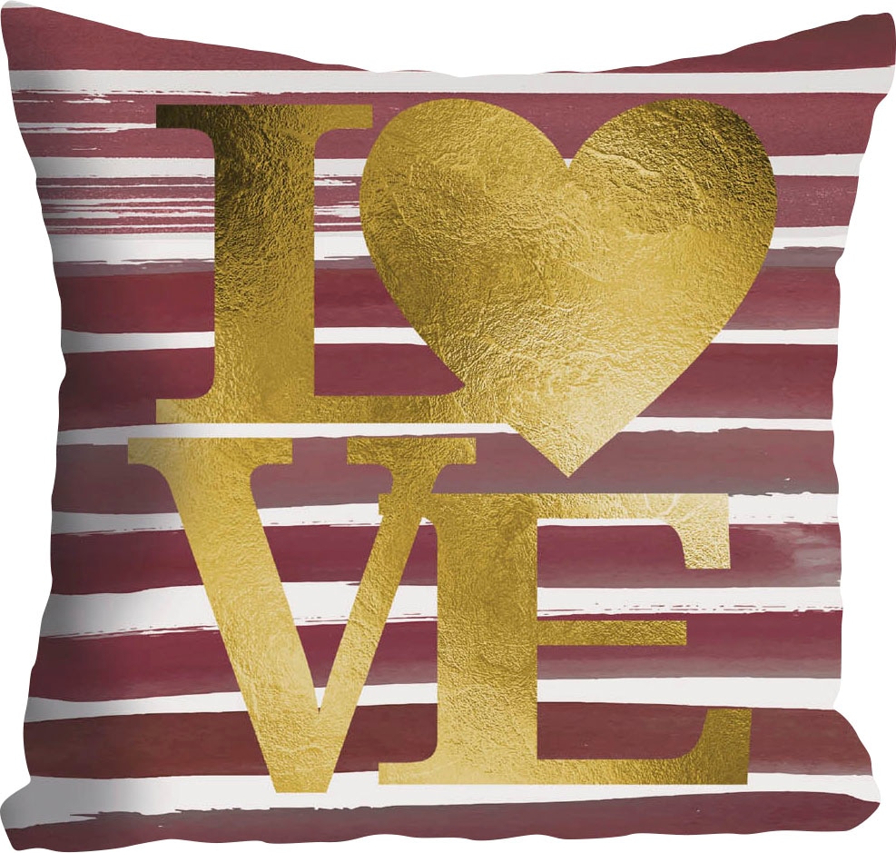 queence Coussin décoratif »Alena« mit Schriftzug Love, Kissenhülle ohne Füllung, 1 Stück
