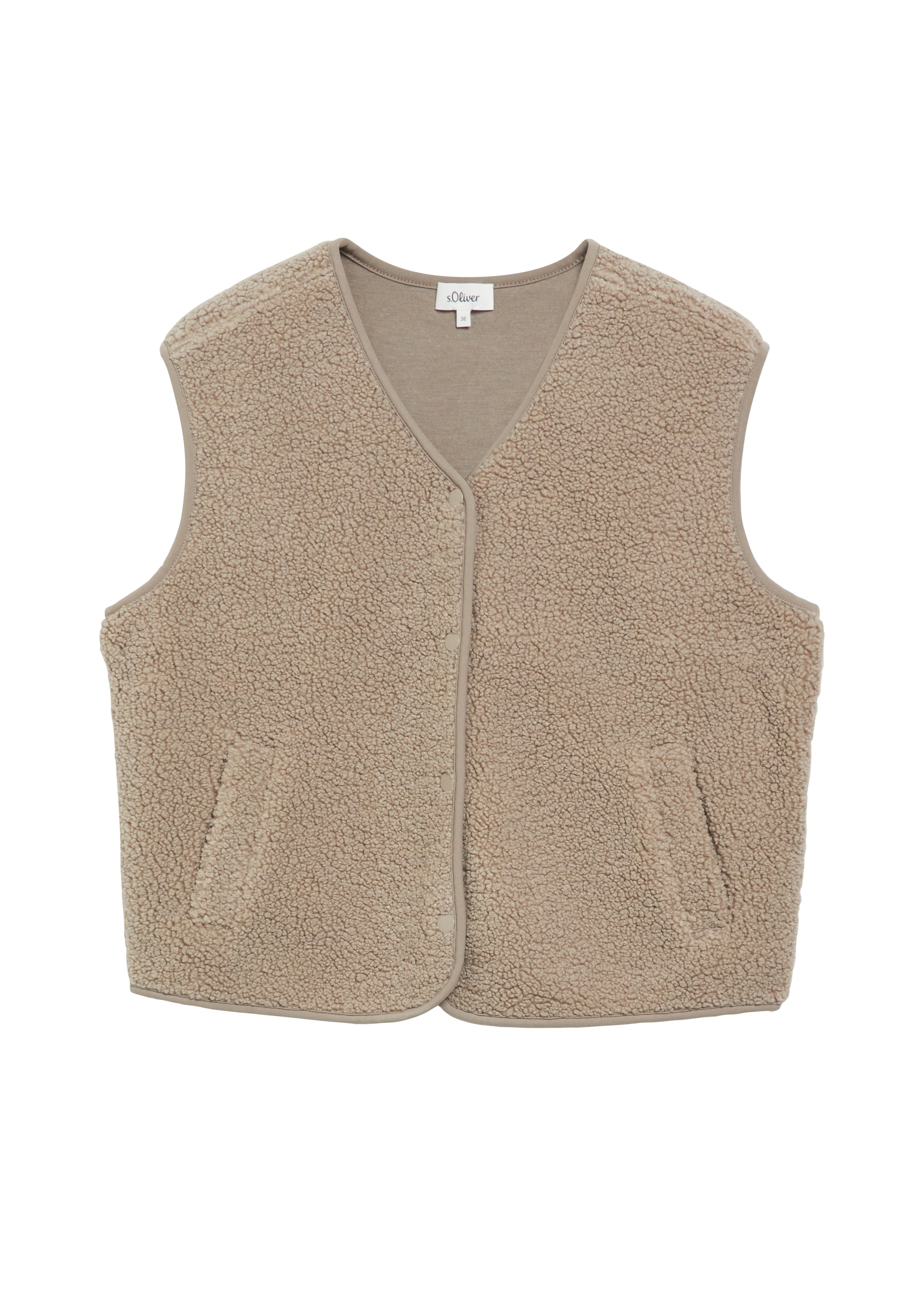 s.Oliver Gilet en peluche avec boutons-pression / col en V