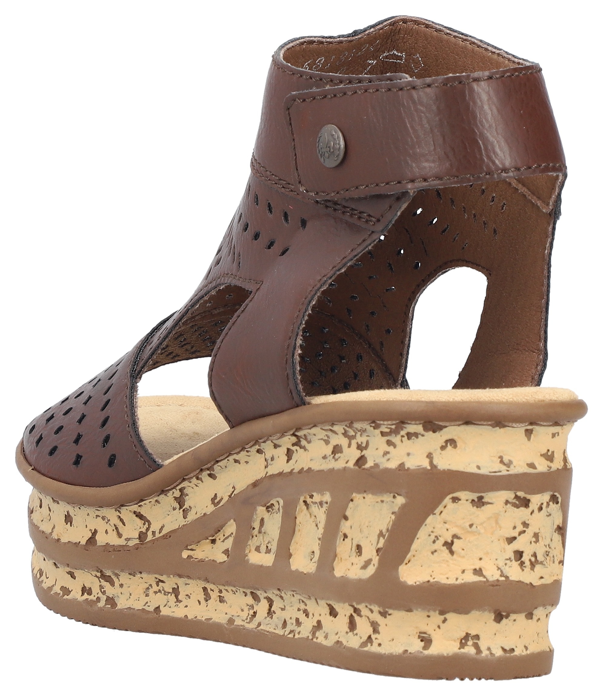 Rieker Schaftsandalette  Sommerschuh, Urlaubsschuh, Keilsandale mit Perforation