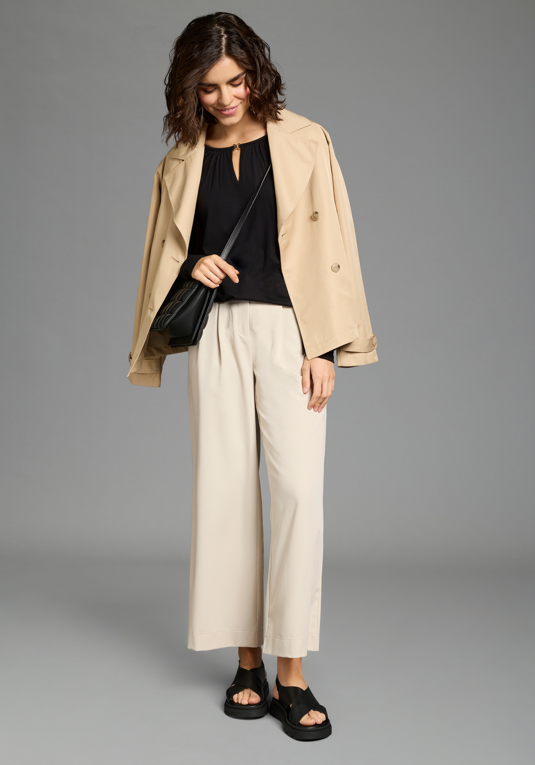 Laura Scott T-shirt à manches longues mit Schmuckelement, elastischer Bund