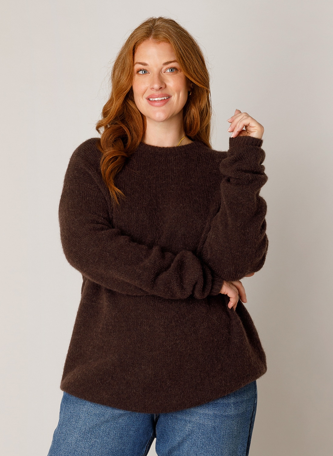 Base Level Curvy Strickpullover »Yanara« mit Wolle und Elasthan