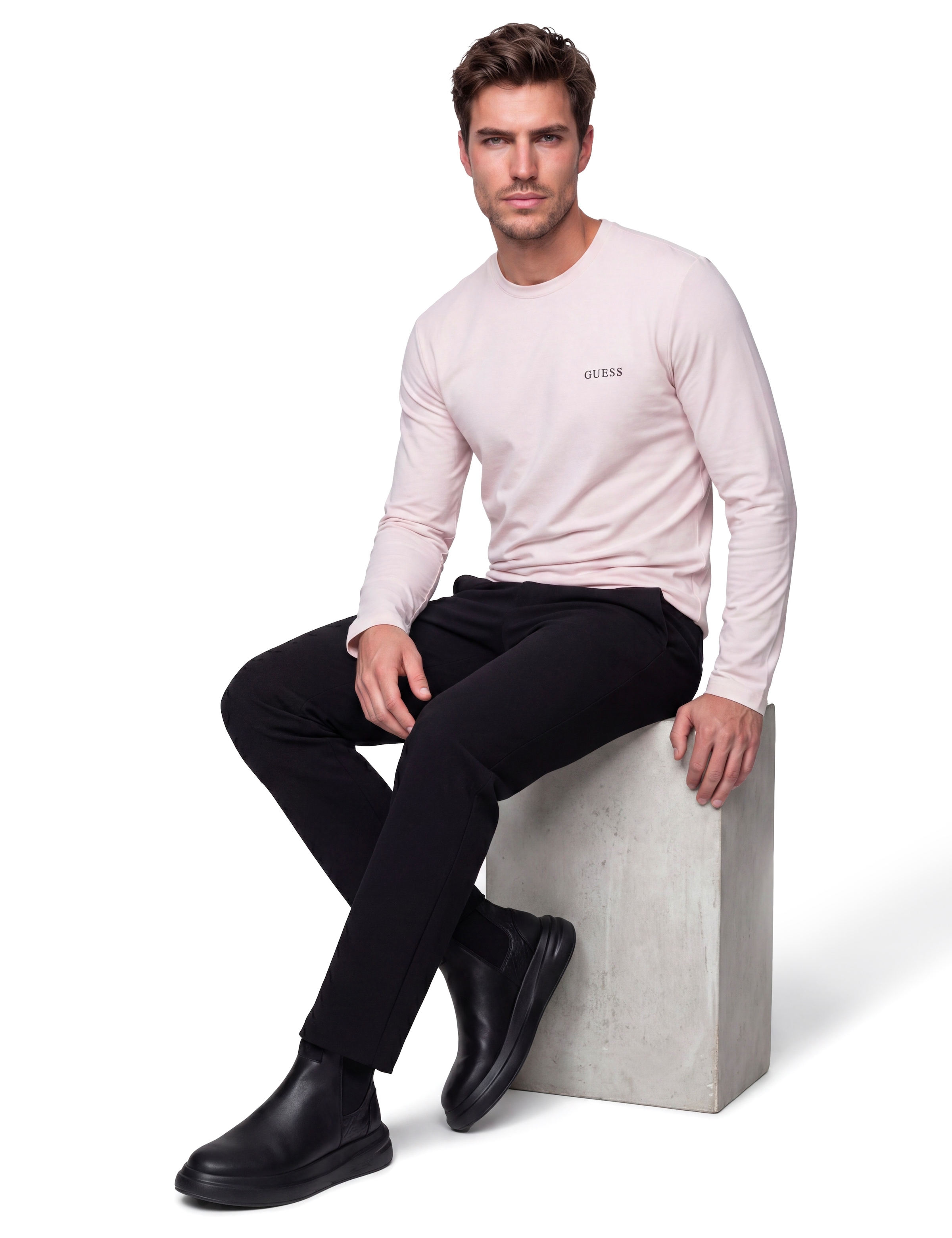 Guess T-shirt à manches longues »TEE CN LS 3 PACK« Paquet, 3 aus reiner Baumwolle