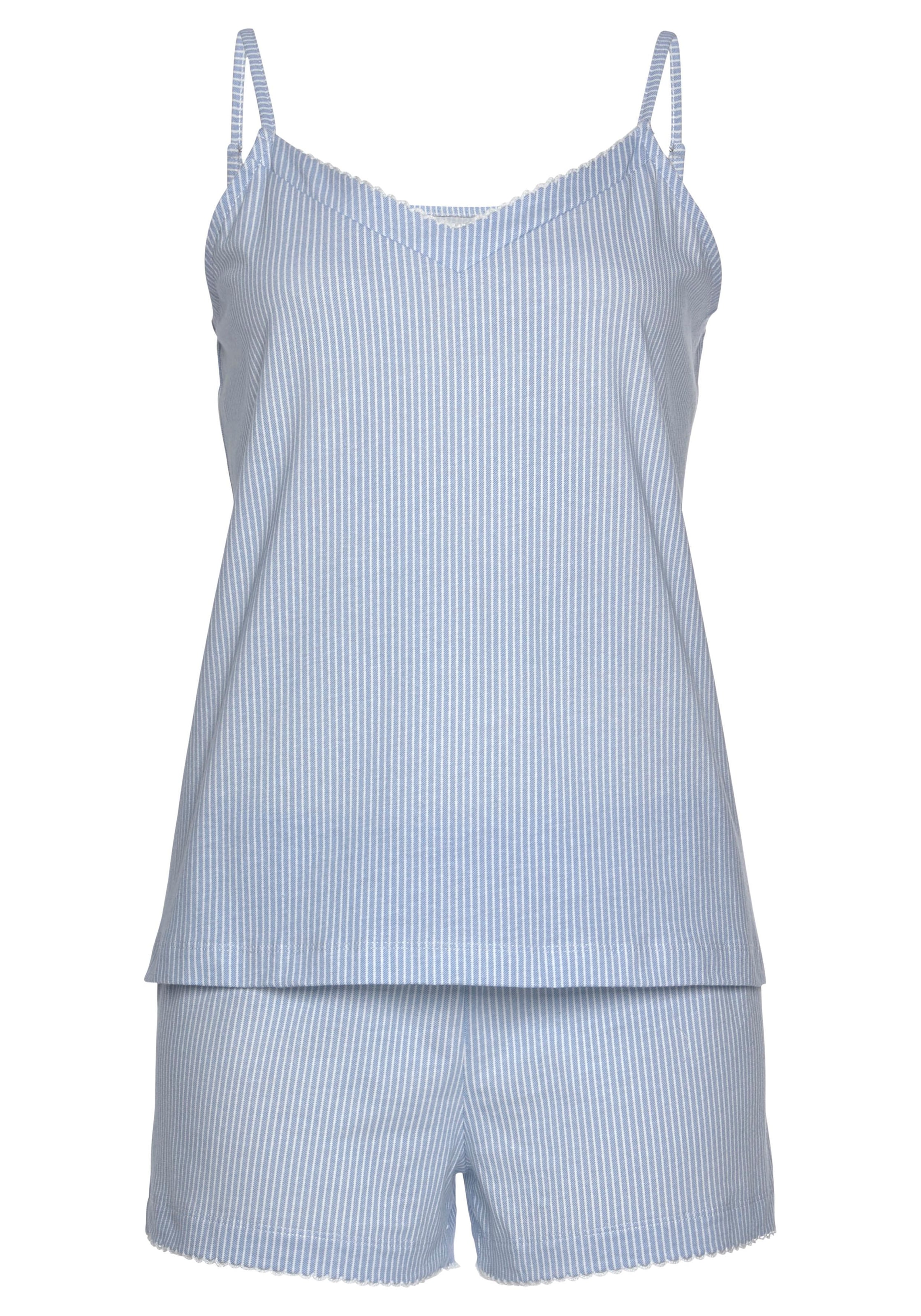 Vivance Dreams Shorty 2 tlg. mit feinem Karo-Muster und Häkelkante