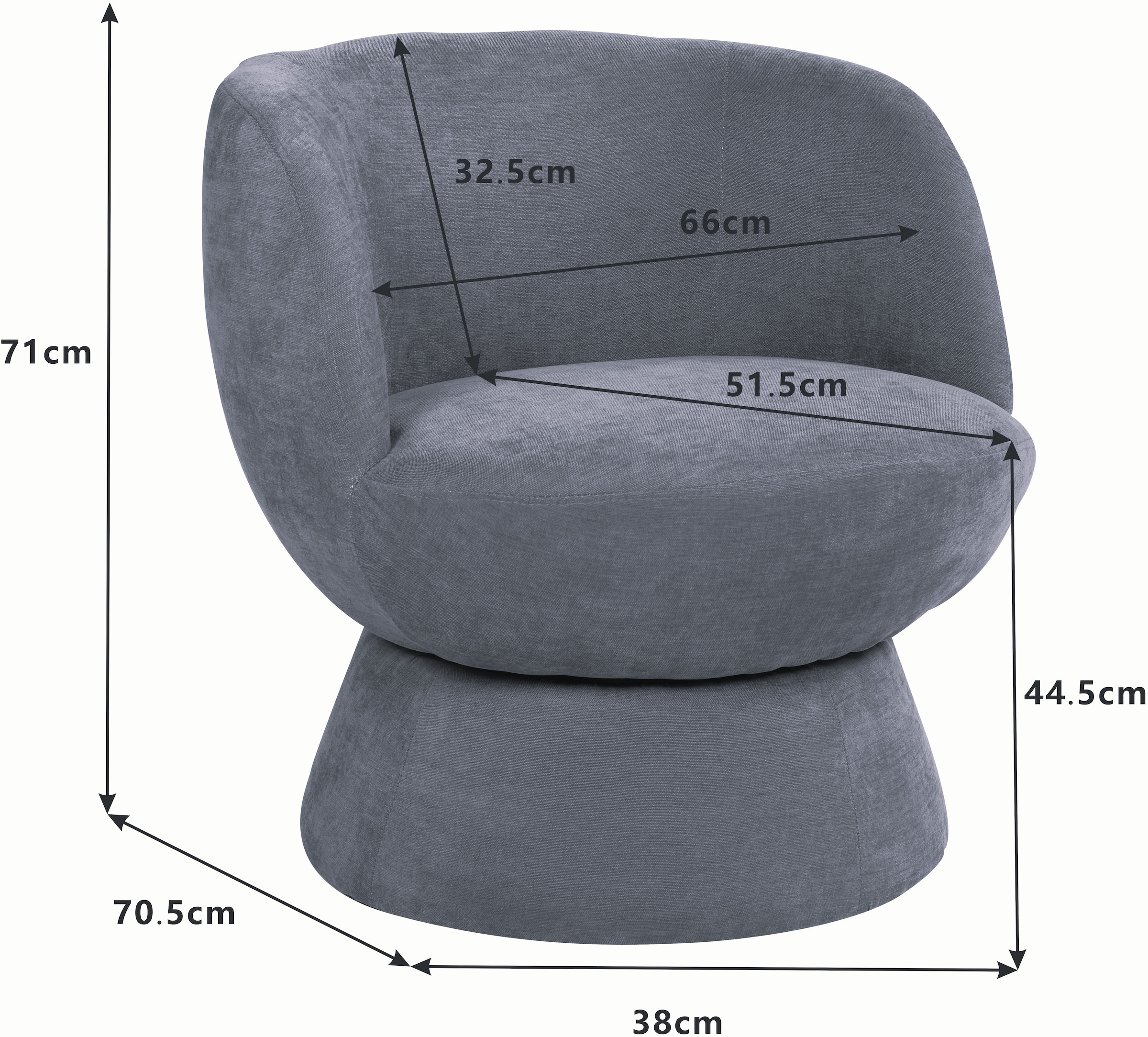 GOODproduct Drehsessel »ZAZZA Lese-Sessel, TV-Sessel, Loungesessel« 360° drehbar, feiner Struktur-Bezug