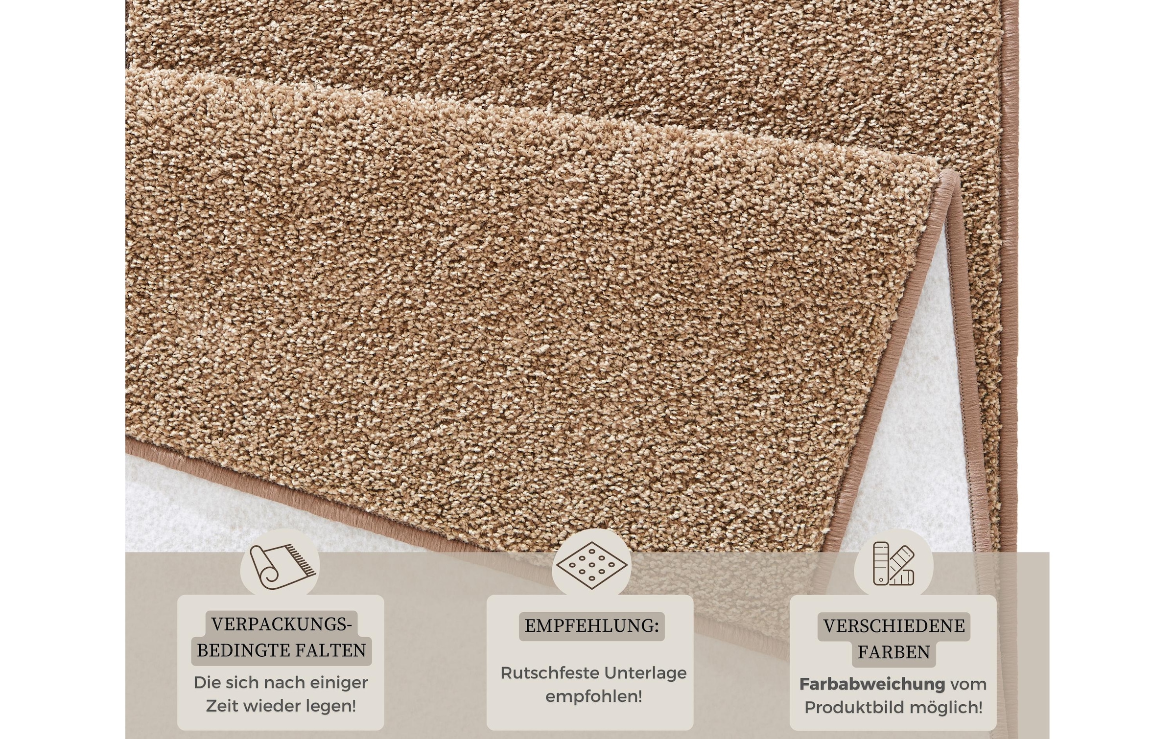 HANSE Home Teppich »Pure 100  Kurzflor« rechteckig 13 mm Höhe Kurzflor, uni, umkettelt, Läufer, Wohnzimmer, Kinderzimmer, Flur
