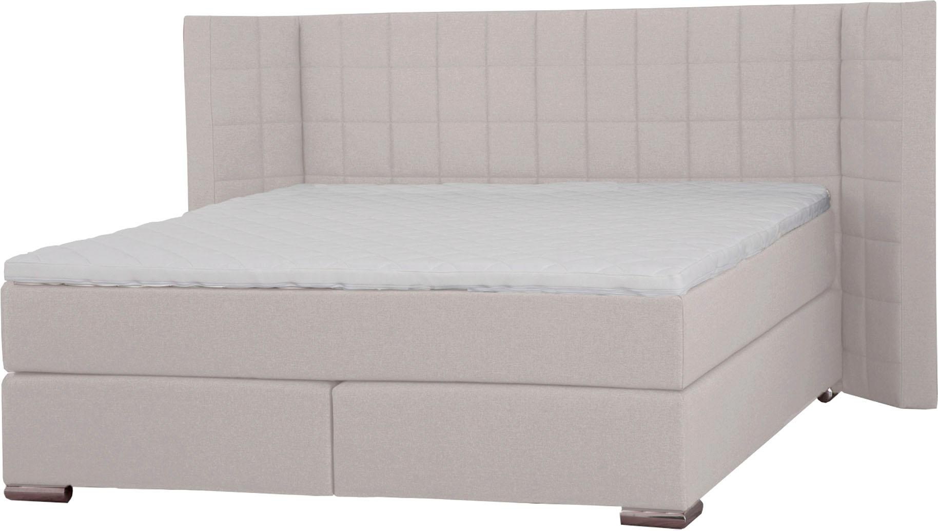 PLACES OF STYLE Lit boxspring »Piazza« mit Steppung und Kopfteil mit seitlichen Flügeln