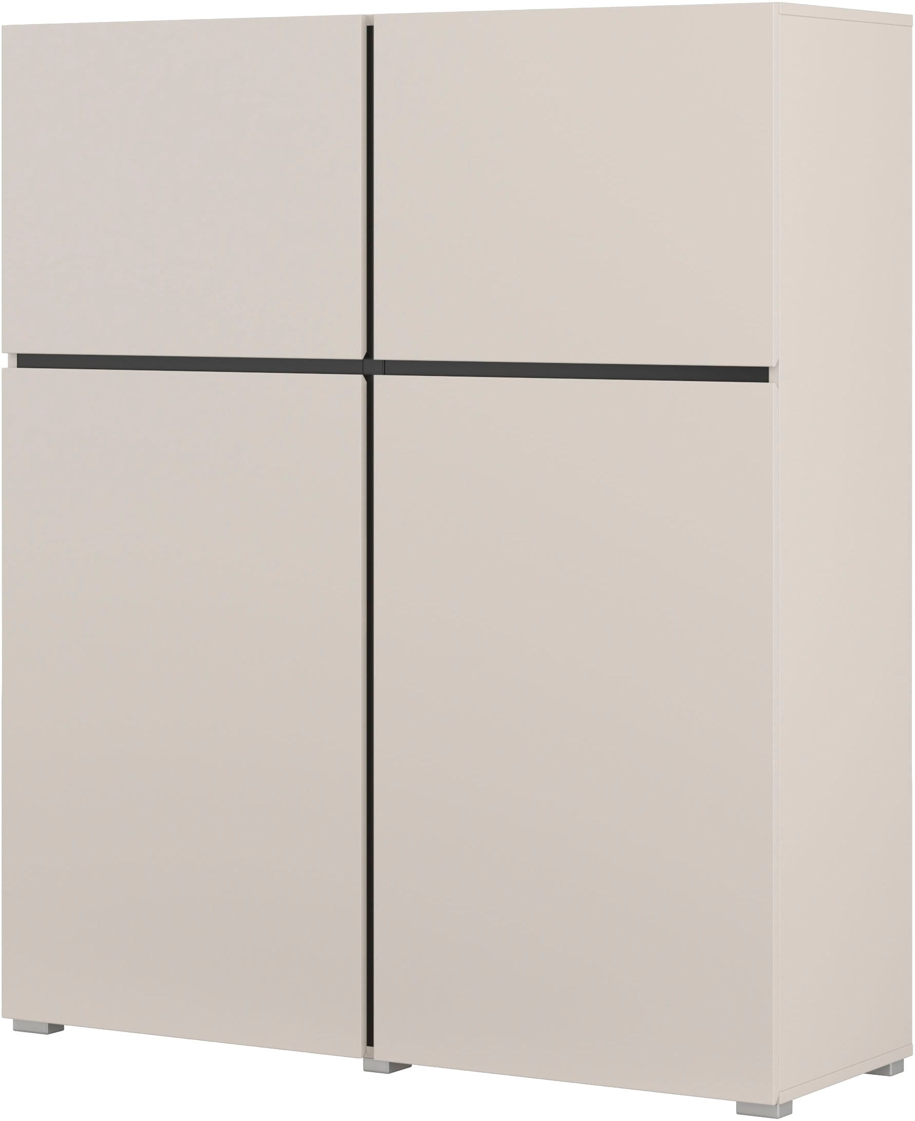 GOODproduct Hochkommode »Cross,Breite 119,5 cm, moderne grifflose Hochkommode mit 4 Türen« Hochschrank mit viel Stauraum, Einlegeböden verstellbar
