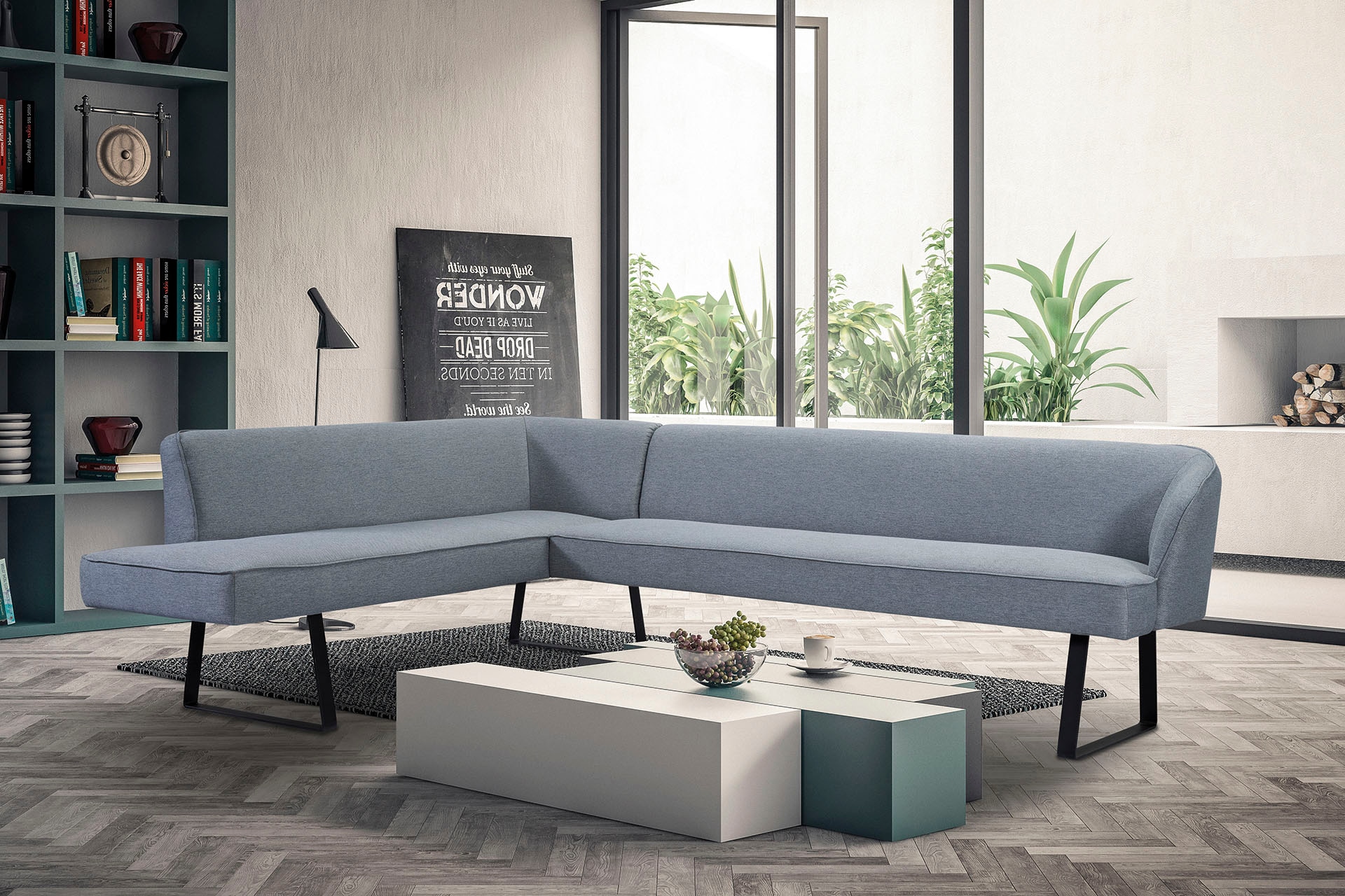 exxpo - sofa fashion Eckbank »Americano« mit Keder und Metallfüssen, Bezug in verschiedenen Qualitäten