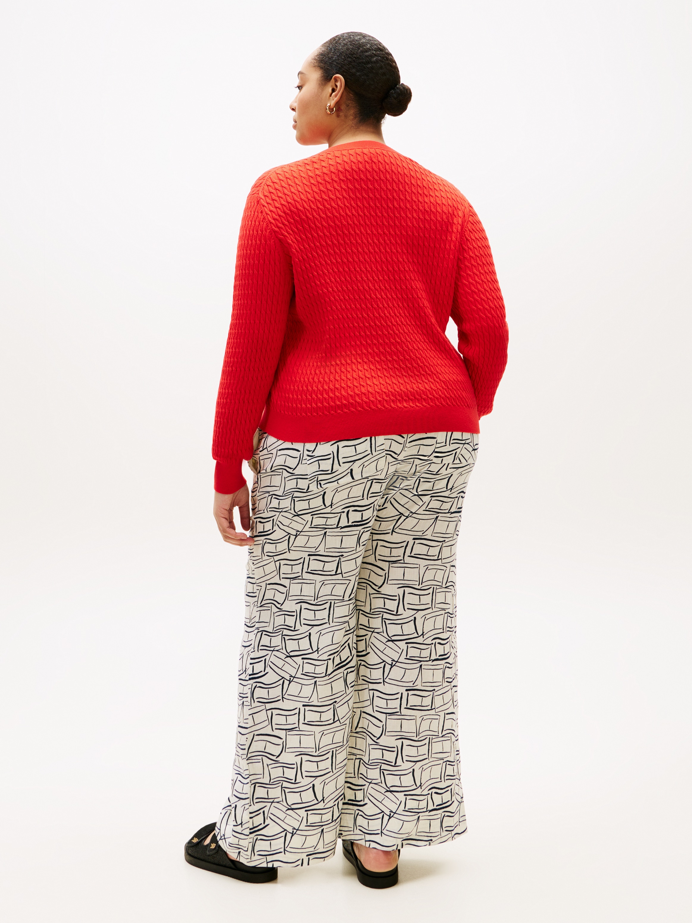 Tommy Hilfiger Curve Rundhalspullover »CRV CO CABLE FINE GG CNK SWEATER« in grossen Grössen, mit Zopfmuster