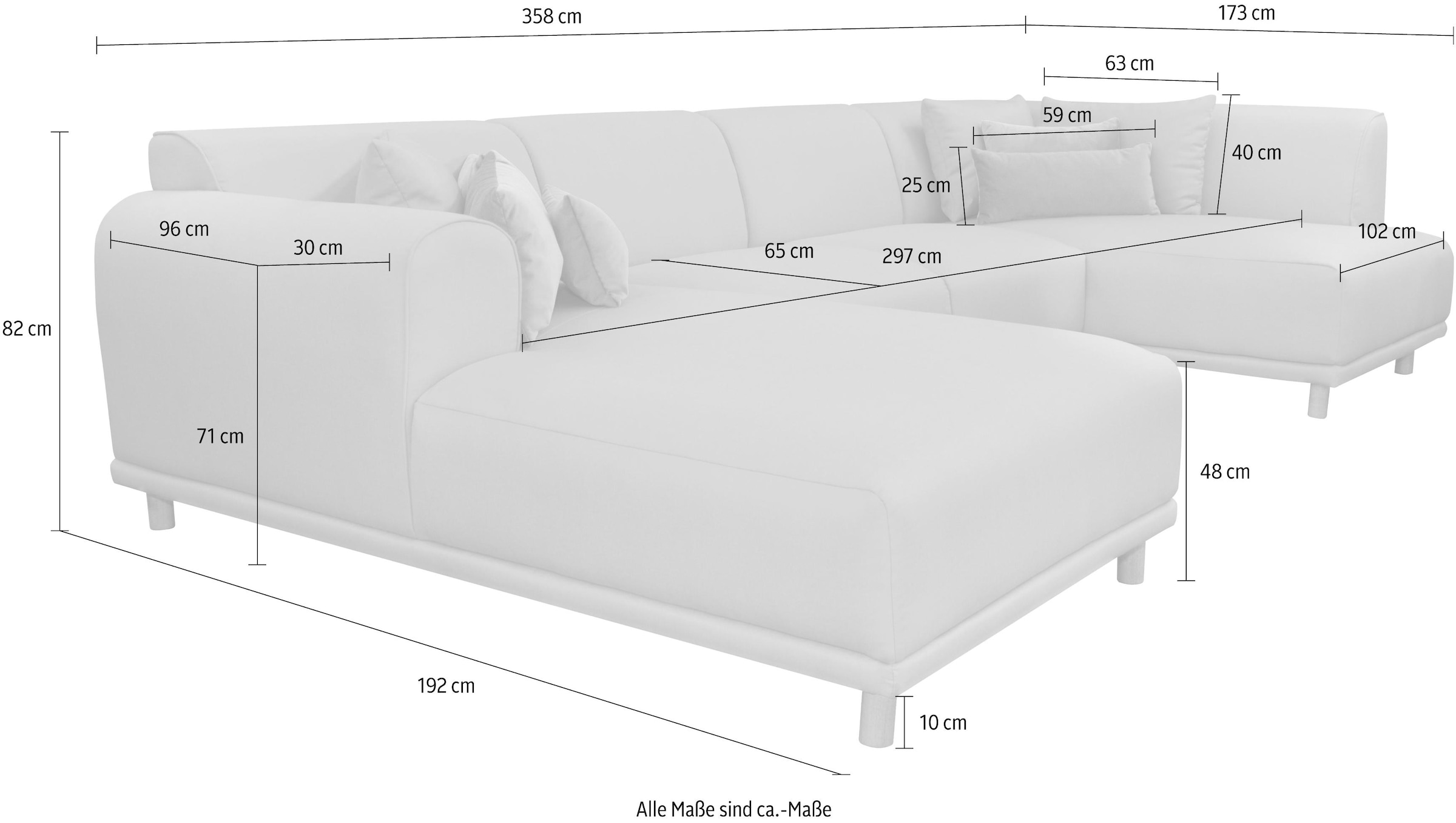 GOODproduct Wohnlandschaft »Maroon U-Form« in skandinavischem Design, mit losen Kissen