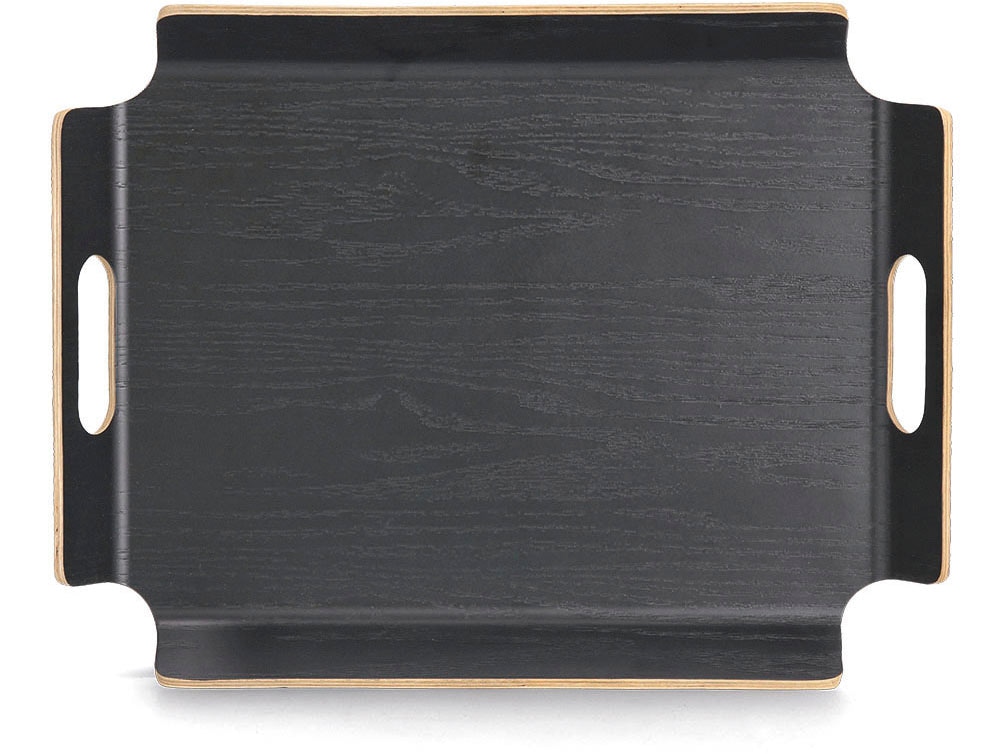 Zeller Present Servierplatte Holz / Wengefurnier, 2 seitliche Griffe, erhabener Rand