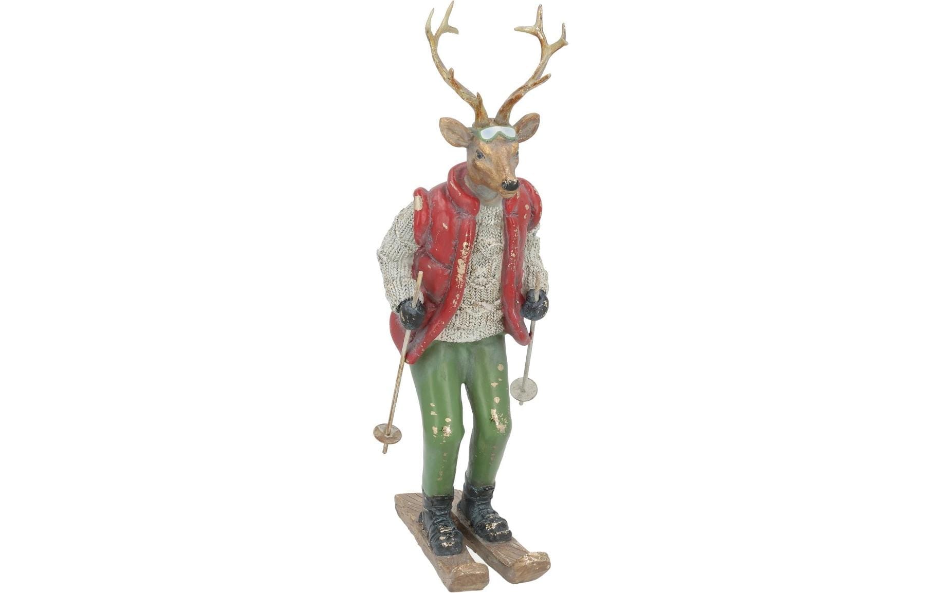 G.Wurm Figurine de Noël »Weihnachtsfigur Hirsch beim Ski fahren 16 x 32 x 10 cm«