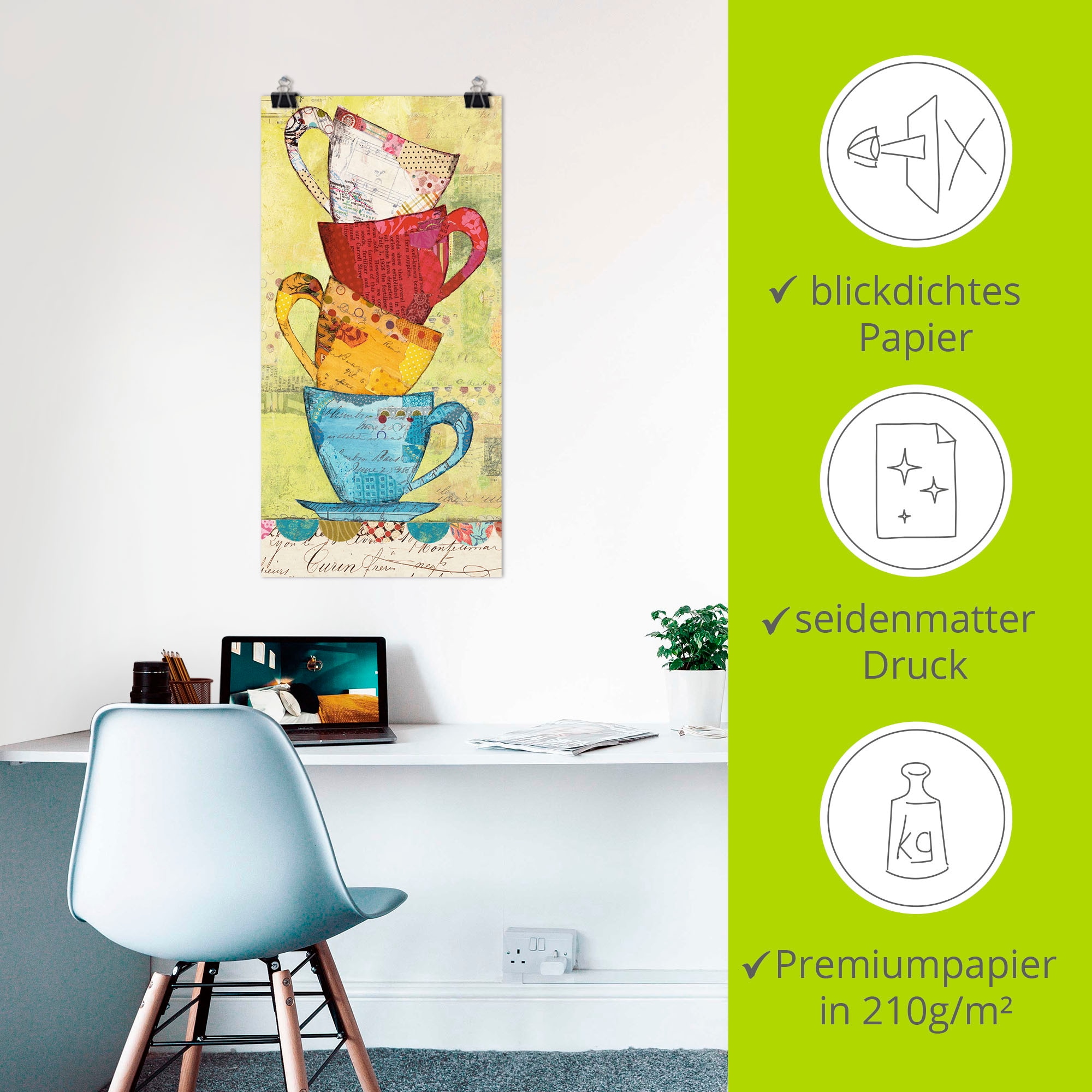 Artland Wandbild »Komm zum Kaffee« Geschirr & Besteck 1 Stk. tlg. als Leinwandbild, Poster in verschied. Grössen