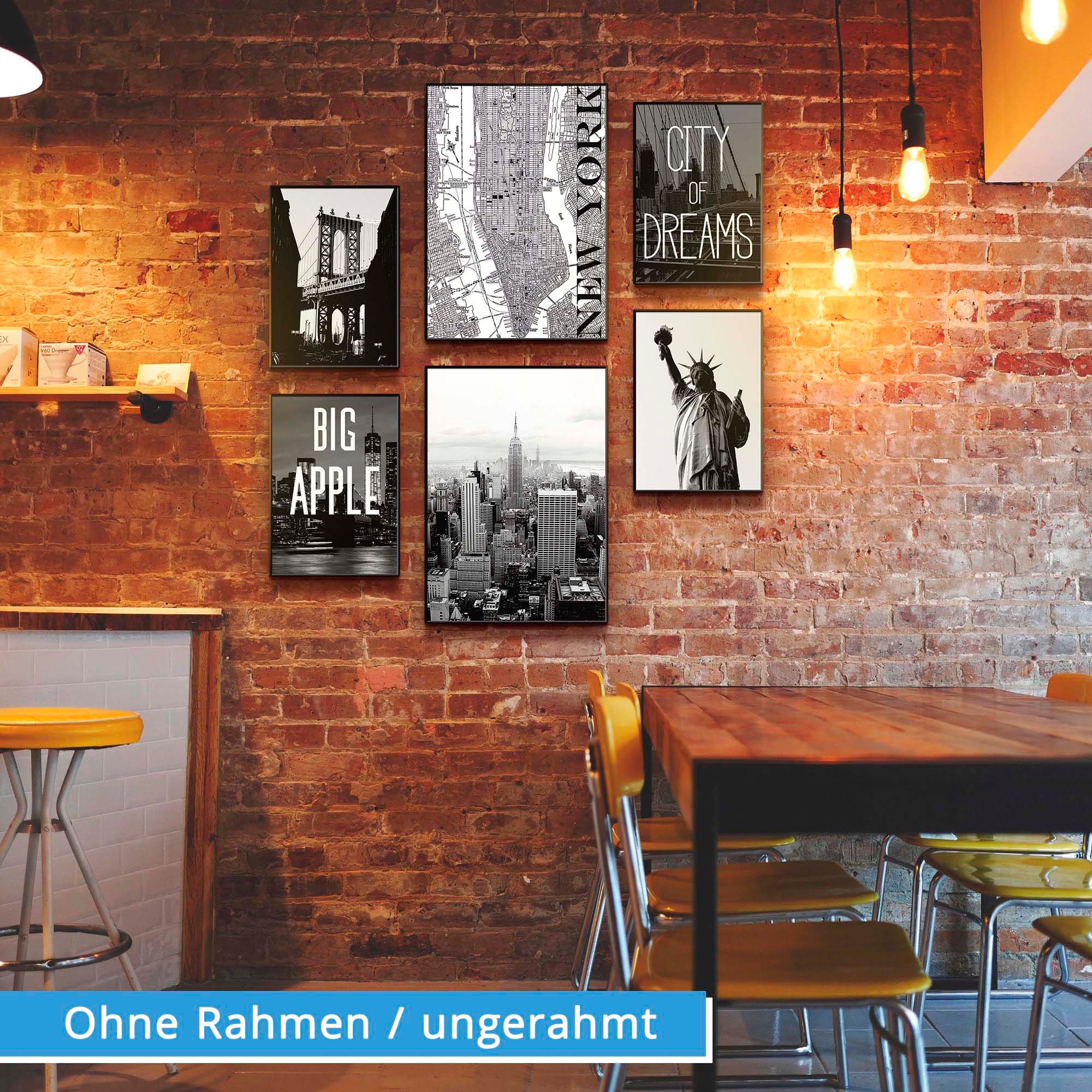 Artland Poster »Wahrzeichen von New York« Amerika 6 Stk. tlg. Bilder Set, 6tlg. 4xDIN A4 / 2xDIN A3, ohne Rahmen