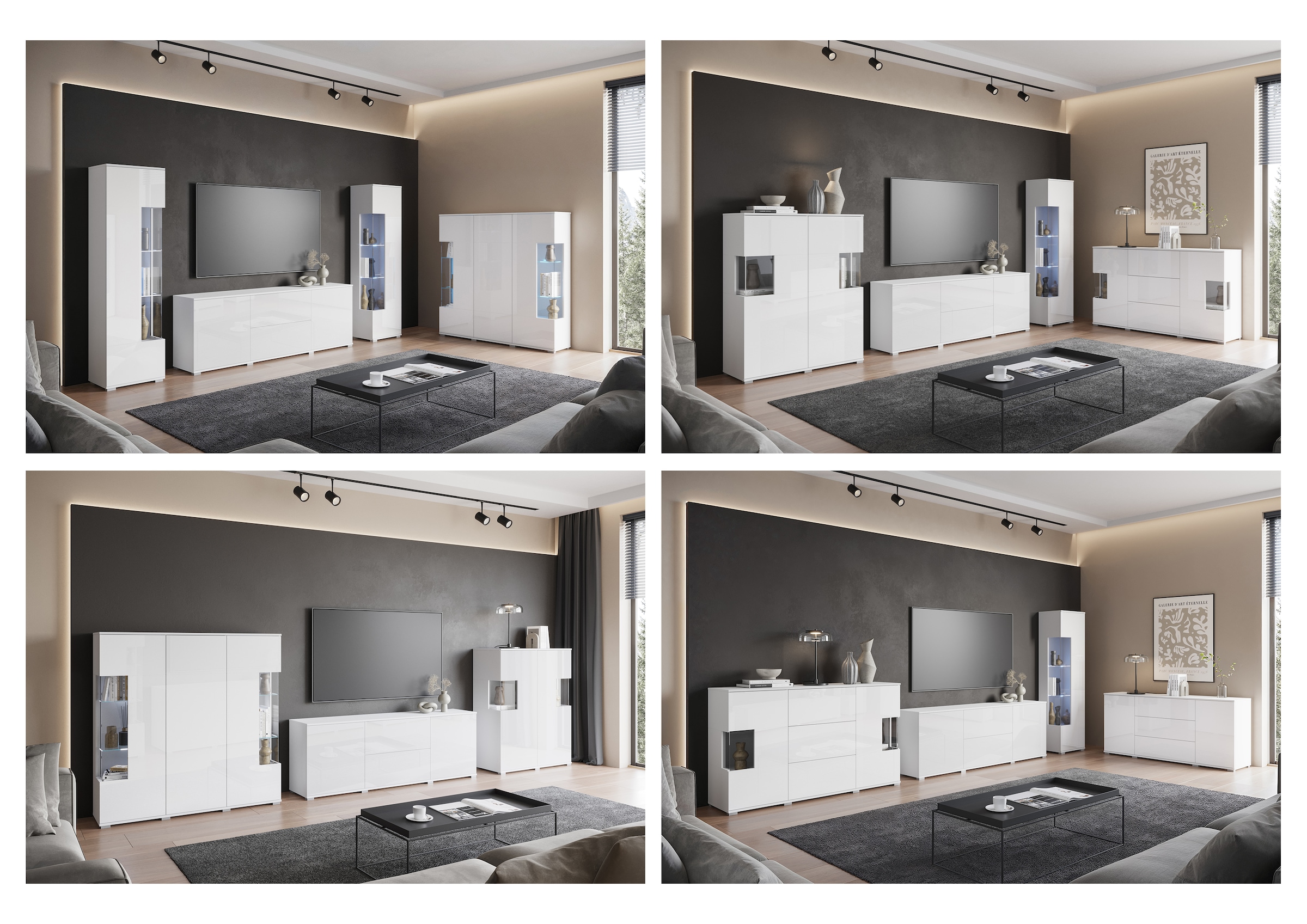 GOODproduct Wohnwand »KENIA« Komplett-Set, 3 Stk. tlg.